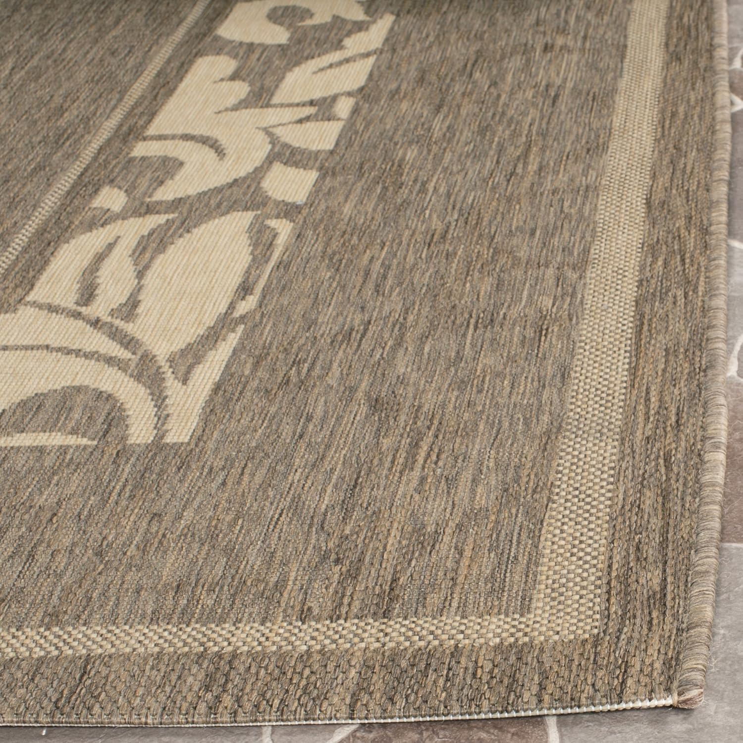 SAFAVIEH Courtyard Elija Traditional Indoor/Outdoor Area Rug, 2'7" x 5', Natural/Blue