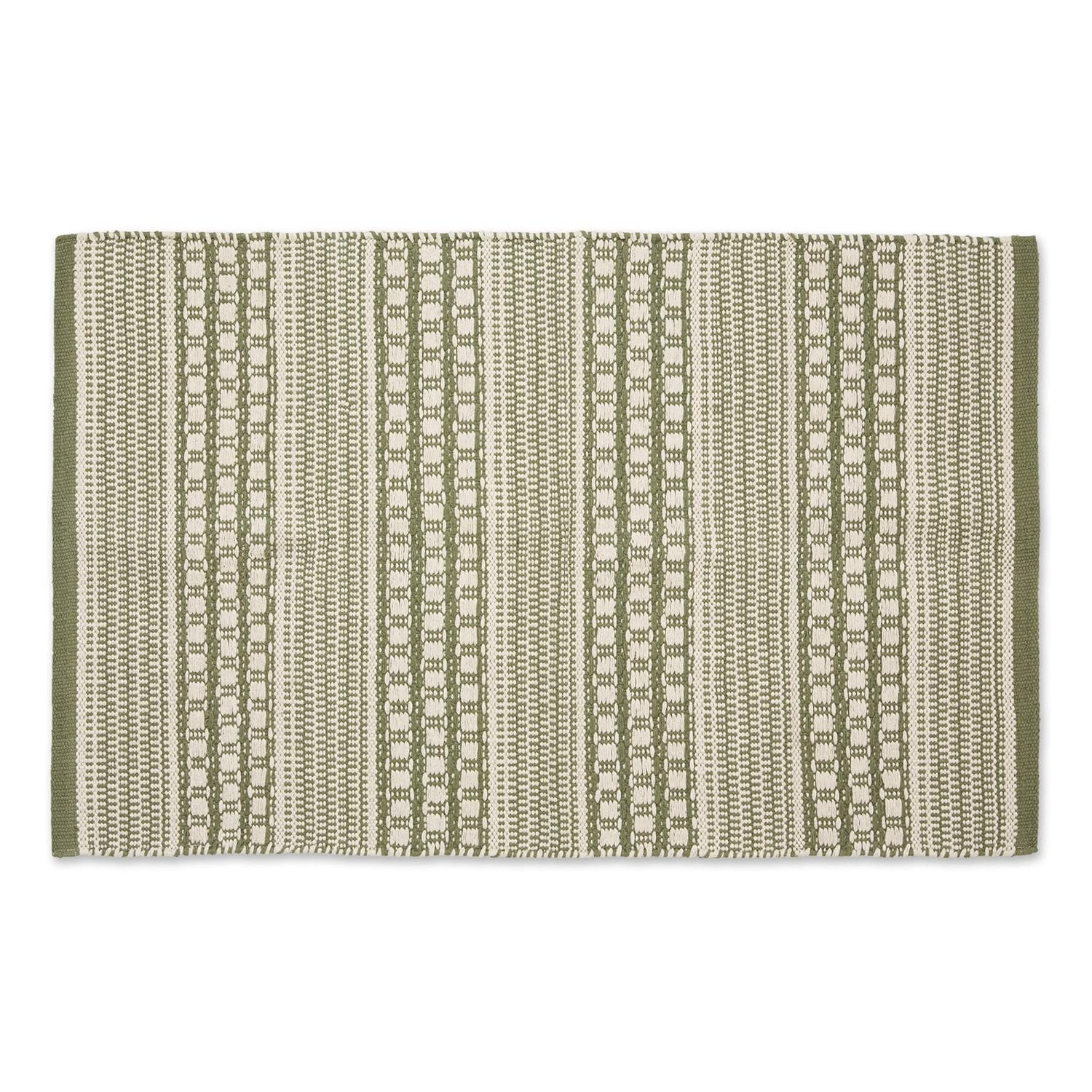 Artichoke Green Dobby Stripe Hand-Loomed Rug 2x3 Ft
