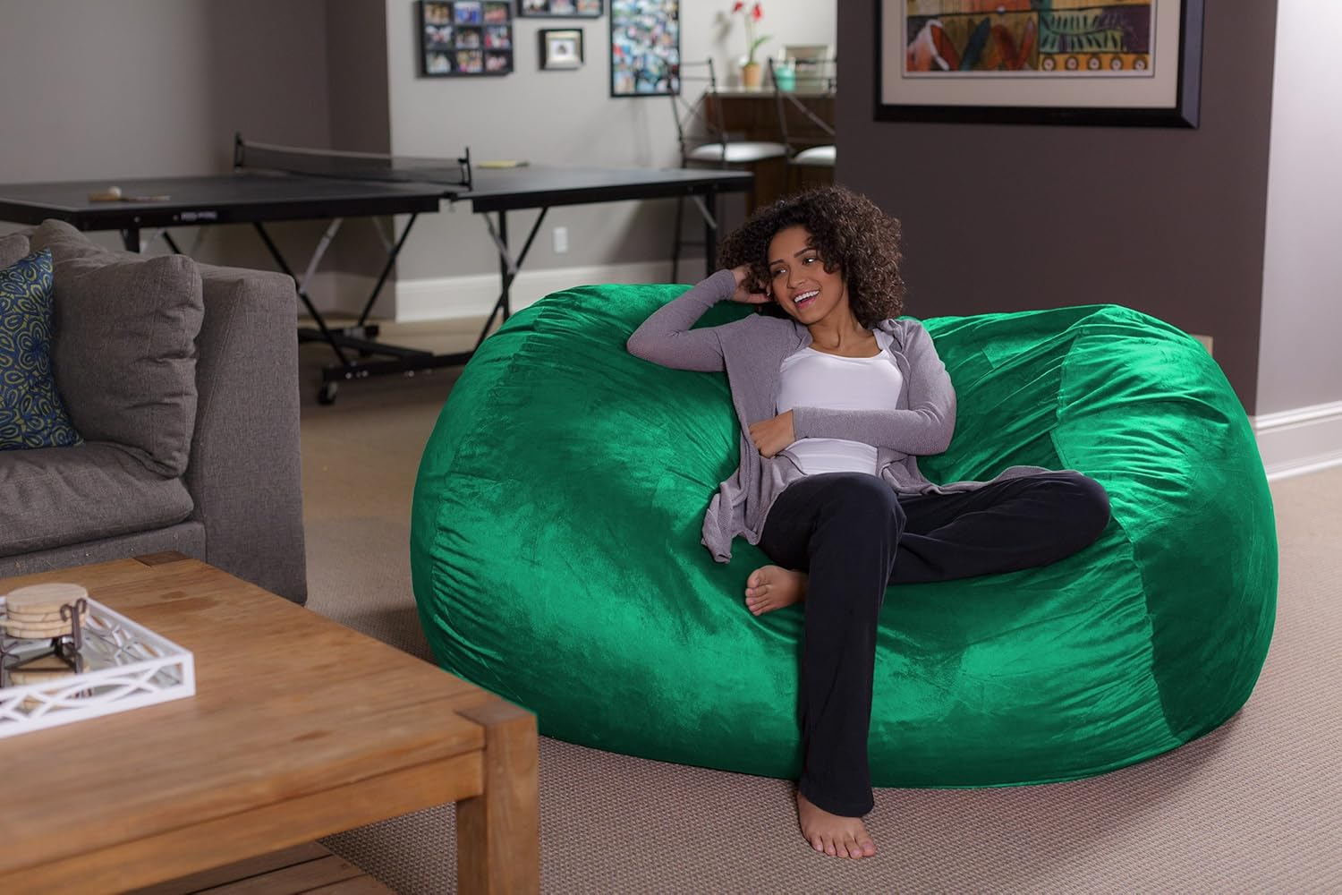 XL Royal Blue Microsuede Memory Foam Bean Bag Lounger