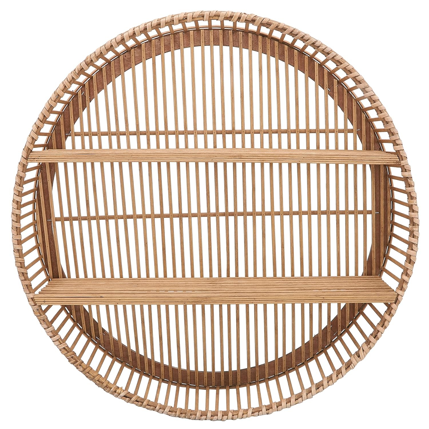 5"Wx31" Diameter, Bamboo Wall Shelf, Natural Finish, Rustic and Decorative Storage Solution for Bedroom, Bathroom,