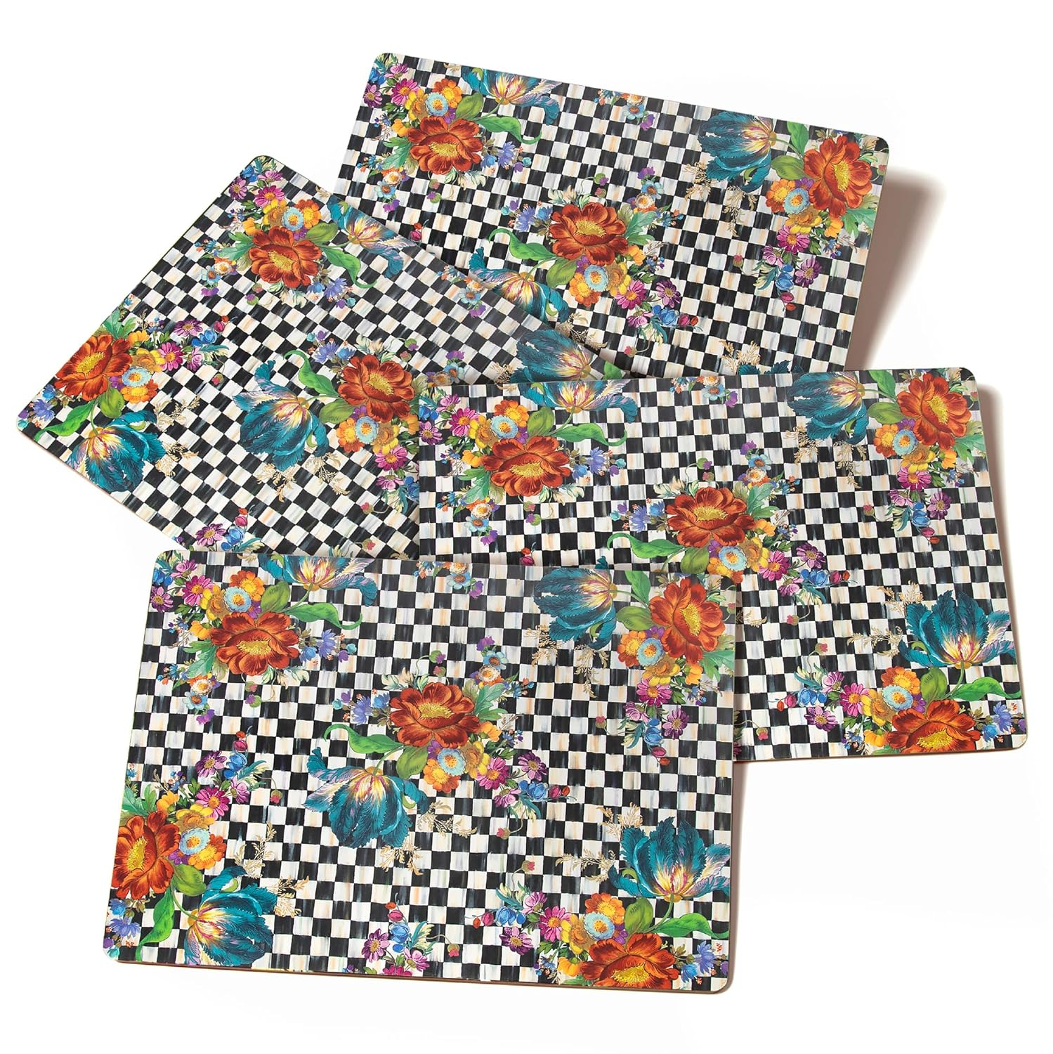 Courtly Flower Market Cork-Back Hardboard Placemats Set of 4