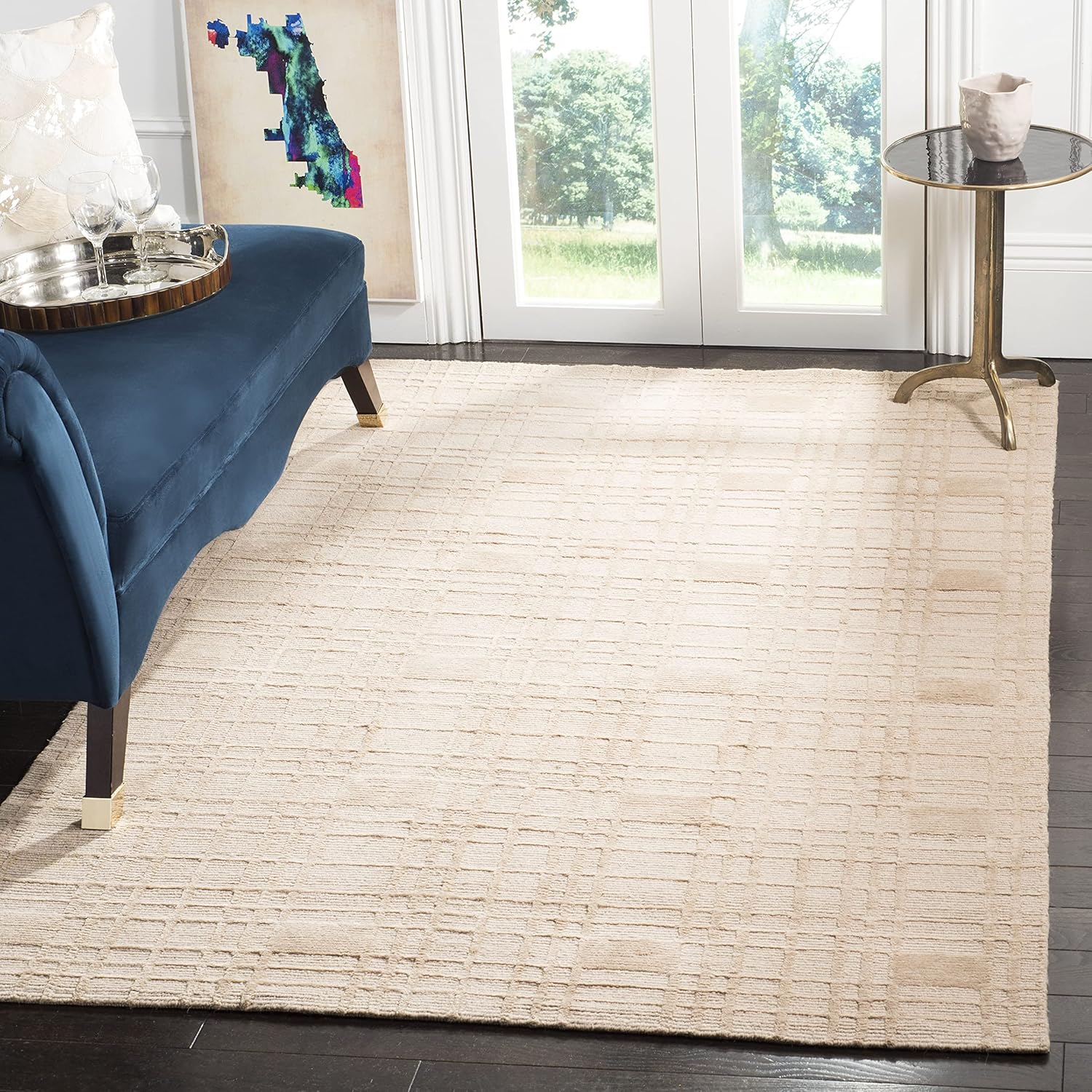 SAFAVIEH Tibetan Abagail Geometric Wool Area Rug, Sand, 6' x 9'