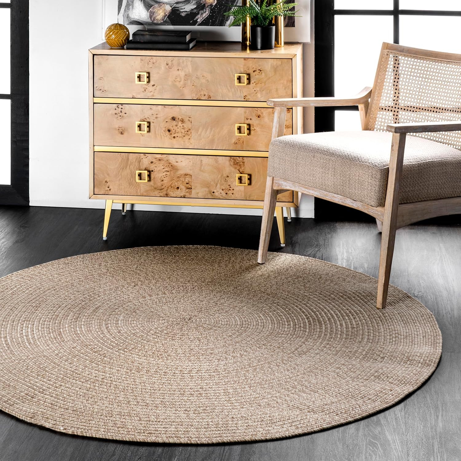 nuLOOM Wynn Braided Indoor/Outdoor Tan 5' Casual Round Rug