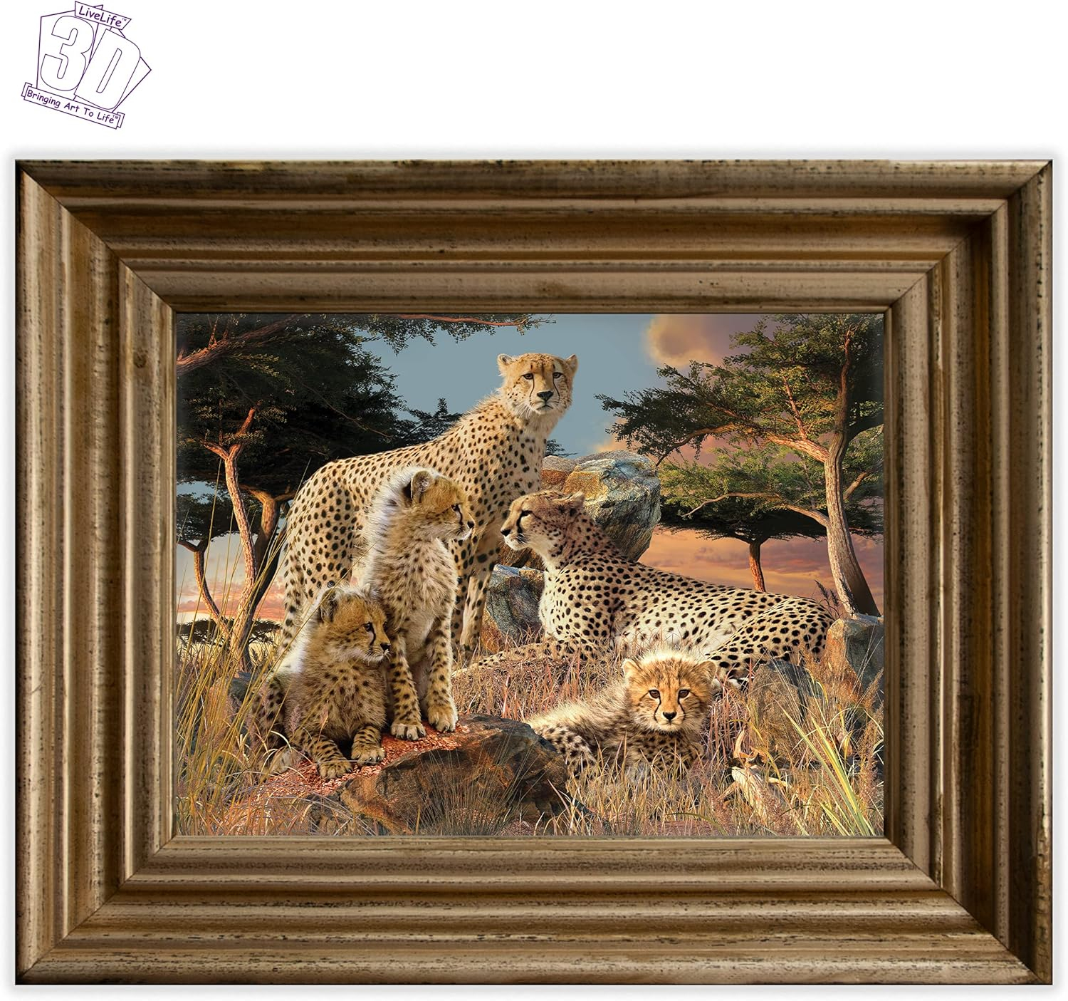 3D LiveLife Lenticular Wall Art Prints - Cheetah Clan from Deluxebase. Unframed 3D Big Cat Poster. Perfect wall decor. Original artwork licensed from renowned artist, David Penfound