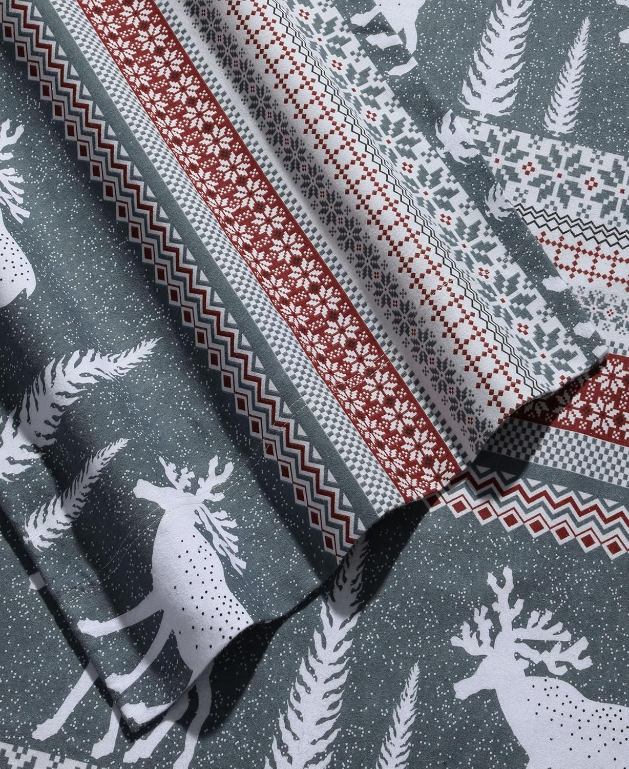 Tribeca Living WIRE170SHEETQU Winter Reindeer Flannel Deep Pocket Sheet Set, 3pieces, Queen