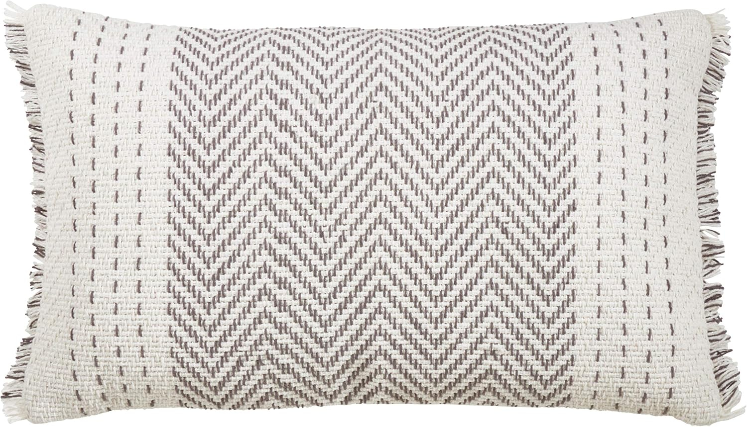 Eastern Influence Neutral Cotton Kantha Stitch Throw Pillow Cover