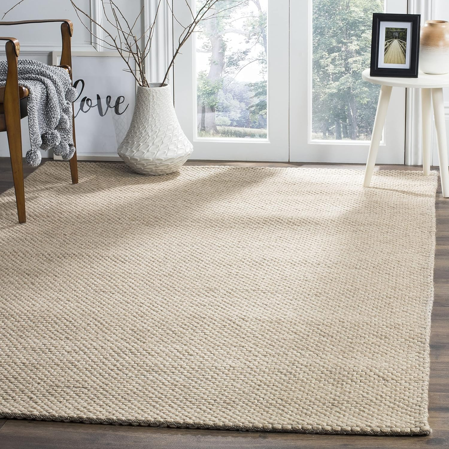 Grey and Black Hand-Tufted Wool Rectangular Area Rug 6' x 9'