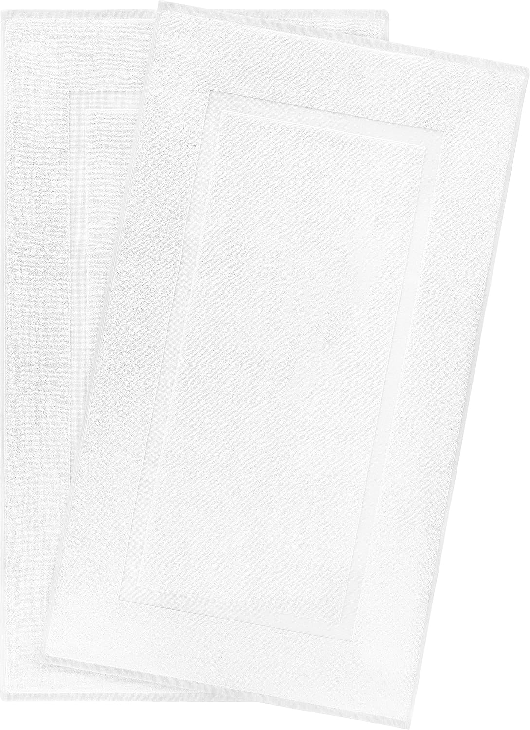 White Cotton Soft Absorbent Bath Mats Set of 2