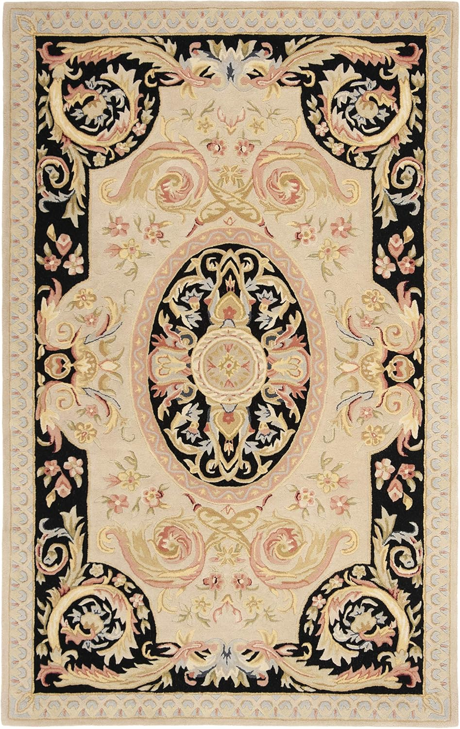 Ivory and Gold Hand-Tufted Wool 10' x 14' Traditional Area Rug