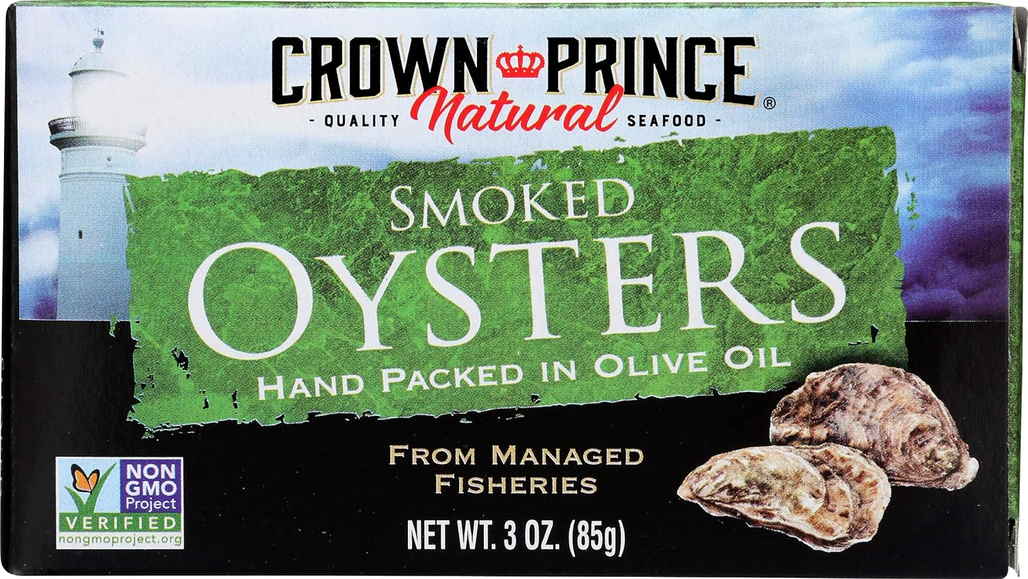 Crown Prince Natural Naturally Smoked Oysters in Pure Olive Oil, 3.0 OZ