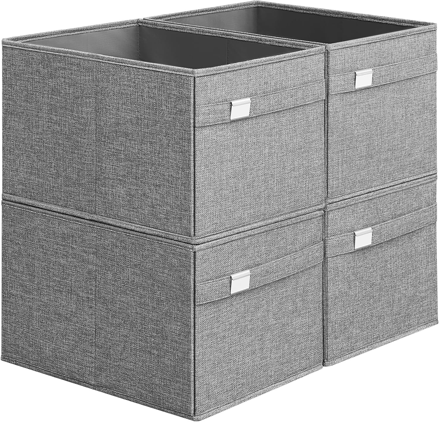 SONGMICS Storage Baskets, Set of 4 Extra Large Storage Bins for Organizing, 30L, 15.7 x 11.8 x 9.8 Inches, Fabric Storage Cubes for Shelves, Easy to Clean, Foldable, 2 Handles, Dove Gray UROB240G04