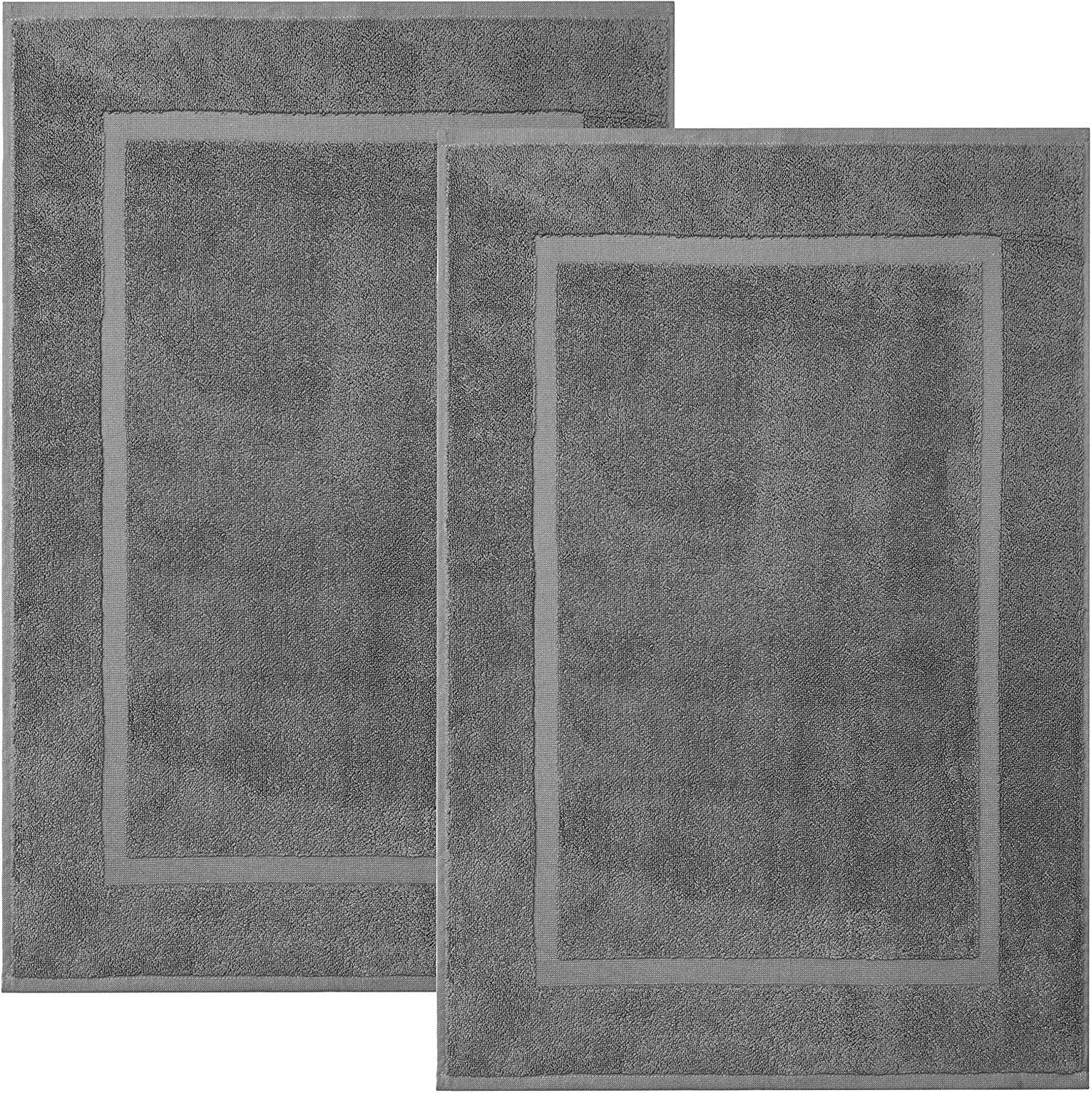 Bath Mat Floor Towel Set - Absorbent Cotton Hotel Spa Shower/Bathtub Mats [Not a Bathroom Rug] 22"x34" Pack of 2