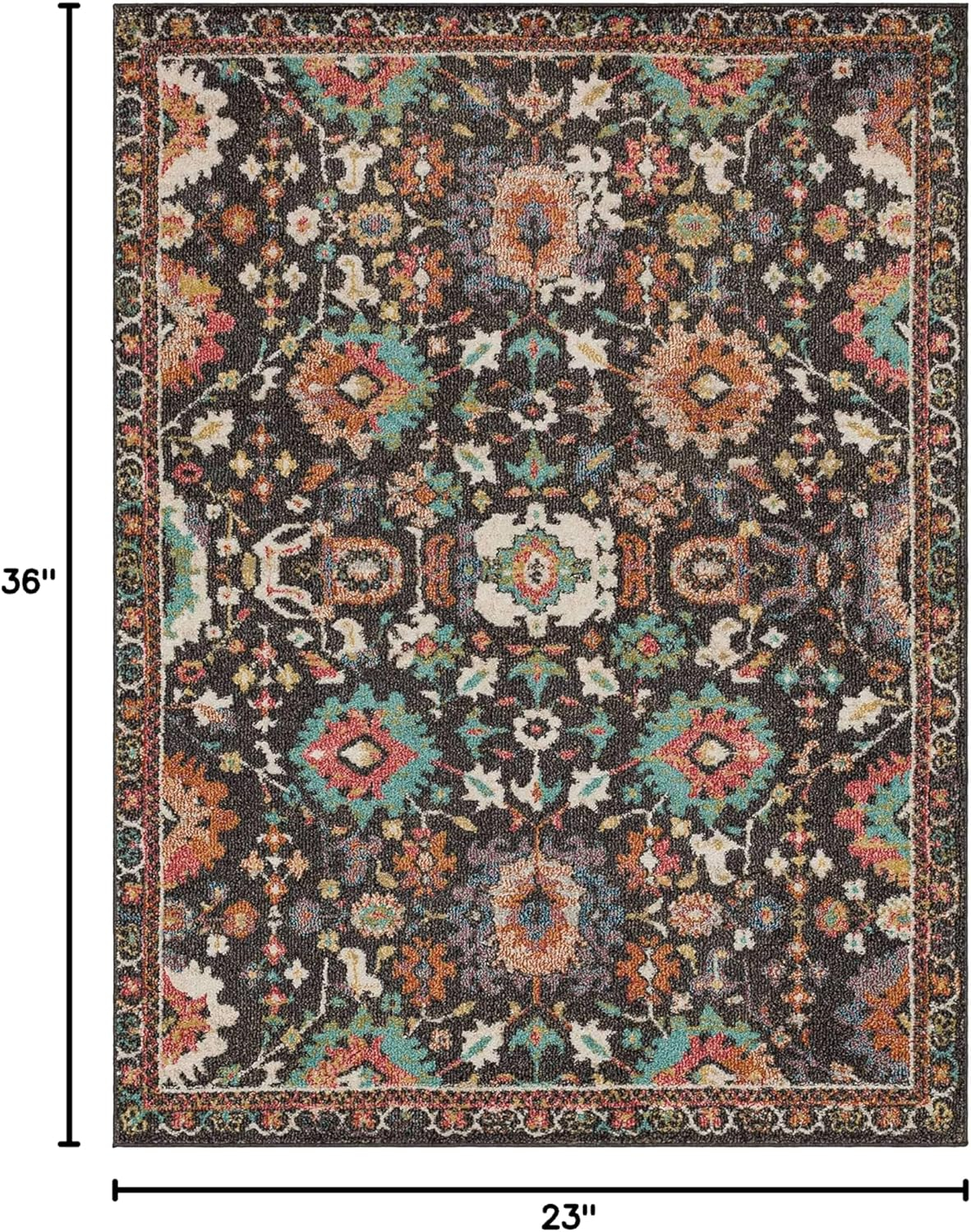 Mohawk Home Norwood Charcoal Grey 1' 11" x 3' Boho Ornamental Area Rug Perfect for Living Room, Dining Room, Office