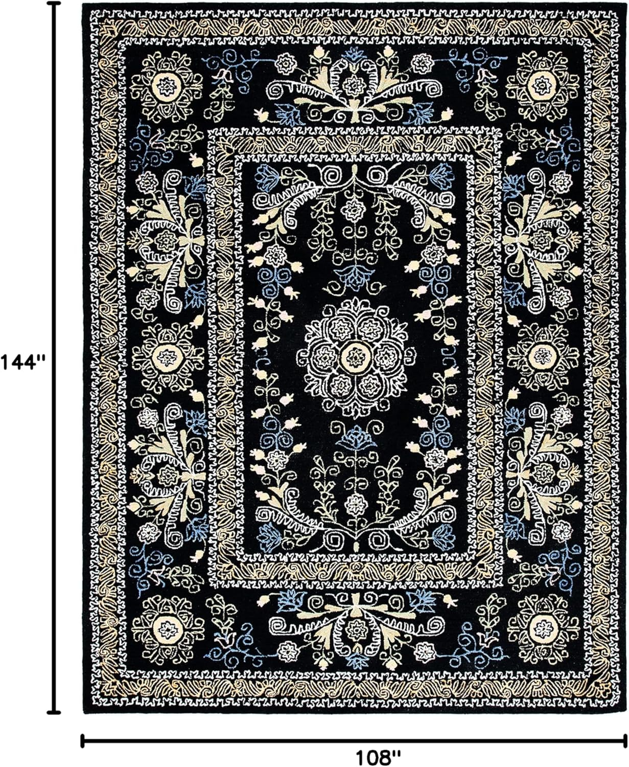 Handmade Blue Wool 9' x 12' Tufted Area Rug