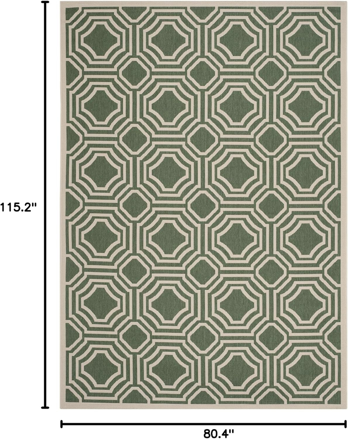 SAFAVIEH Courtyard Collection Area Rug - 6'7" x 9'6", Dark Green & Beige, Non-Shedding & Easy Care, Indoor/Outdoor & Washable-Ideal for Patio, Backyard, Mudroom (CY6112-332)