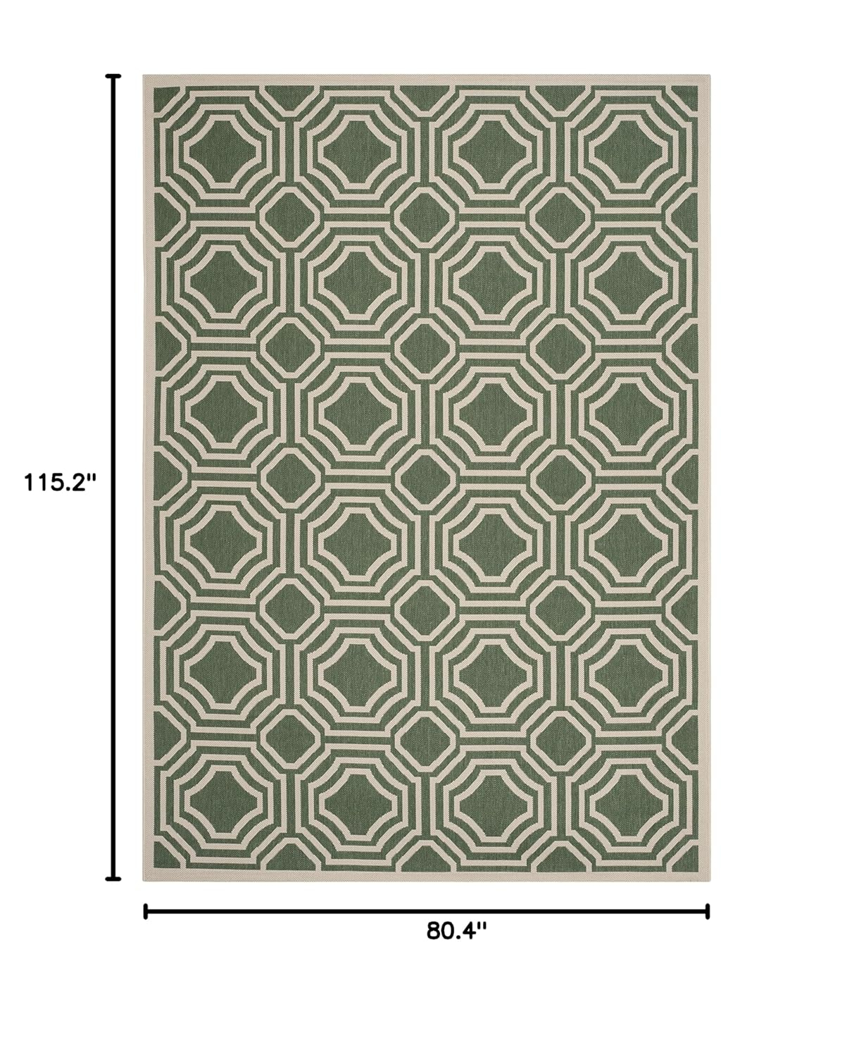 SAFAVIEH Courtyard Collection Area Rug - 6'7" x 9'6", Dark Green & Beige, Non-Shedding & Easy Care, Indoor/Outdoor & Washable-Ideal for Patio, Backyard, Mudroom (CY6112-332)