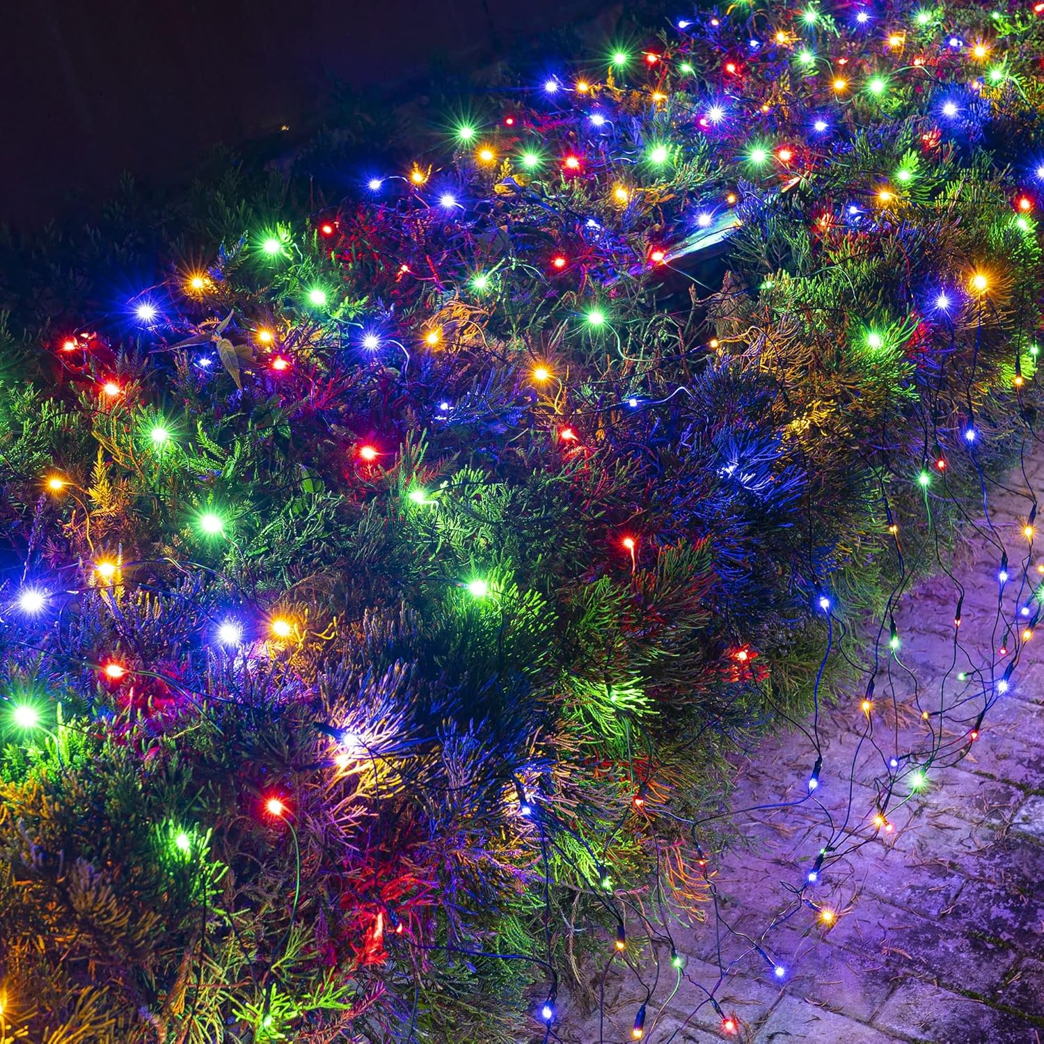 Dazzle Bright Christmas 200 LED Net Lights, 9.8 FT x 6.6 FT Connectable Mesh Lights with 8 Lighting Modes, Christmas Decorations for Indoor Outdoor Bush Yard Garden Decor (Multi-Colored)
