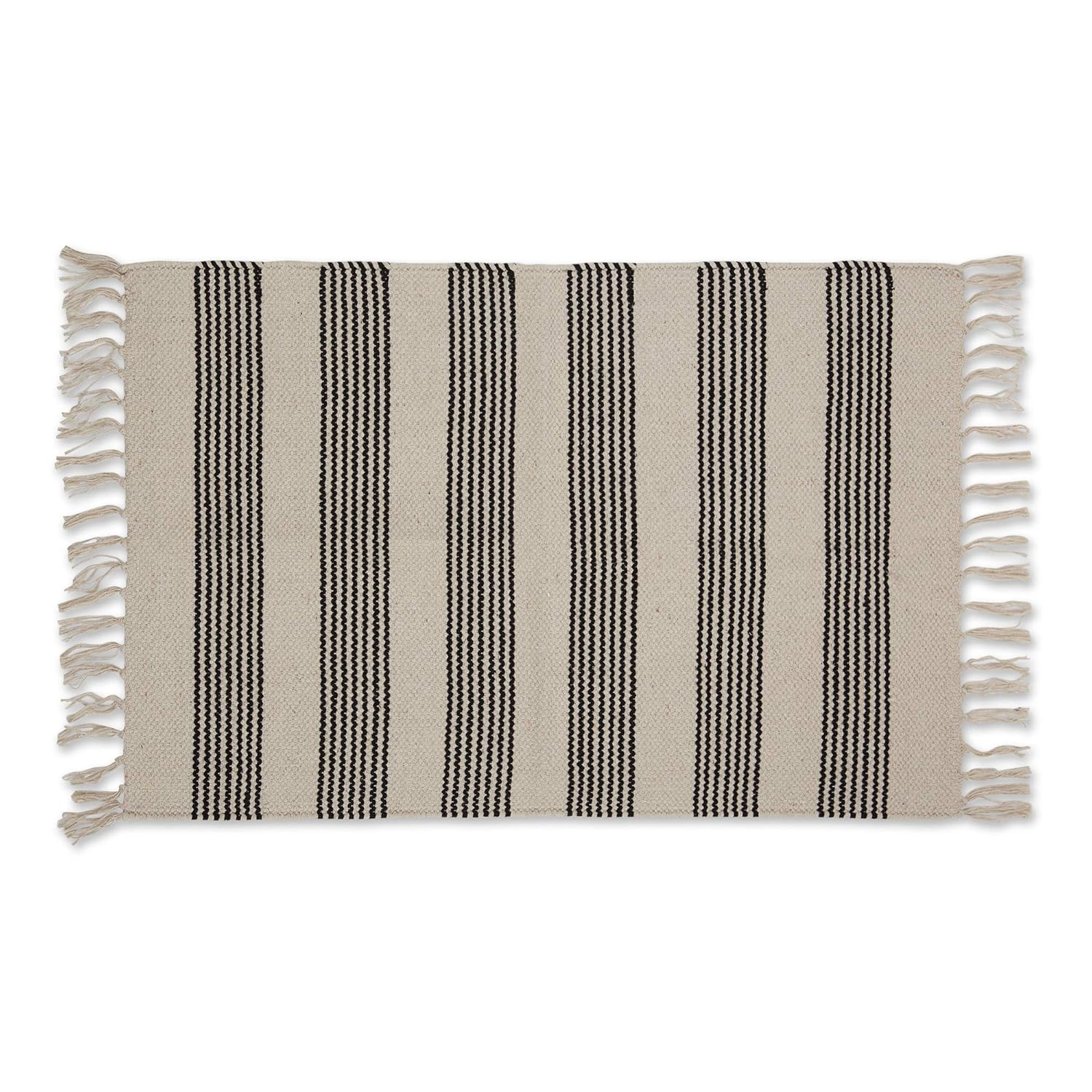 Gray Ticking Stripe Hand-Loomed Rug 2x3 Ft