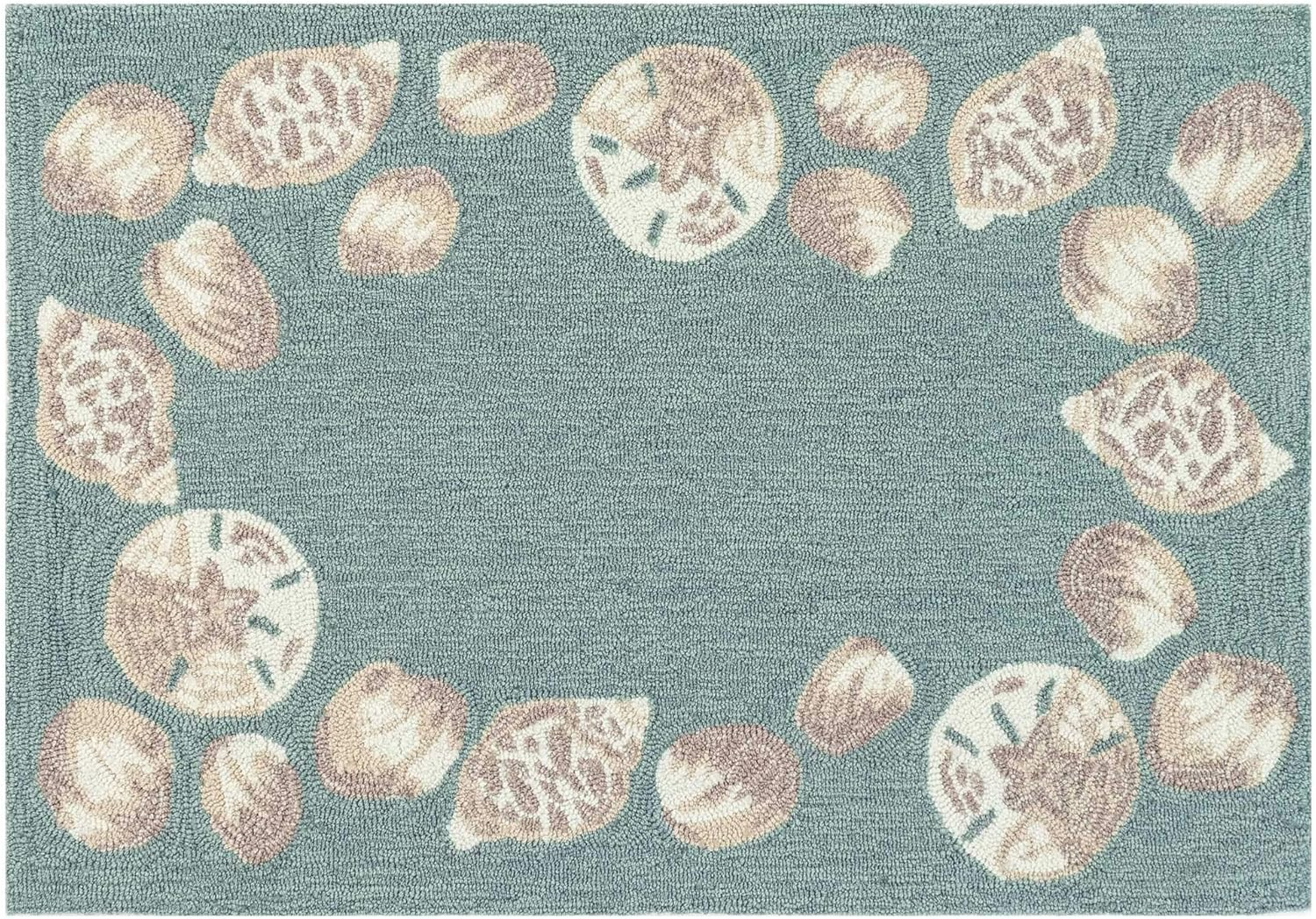 Liora Manne Capri Seashell Border Indoor Outdoor Area Rug Aqua