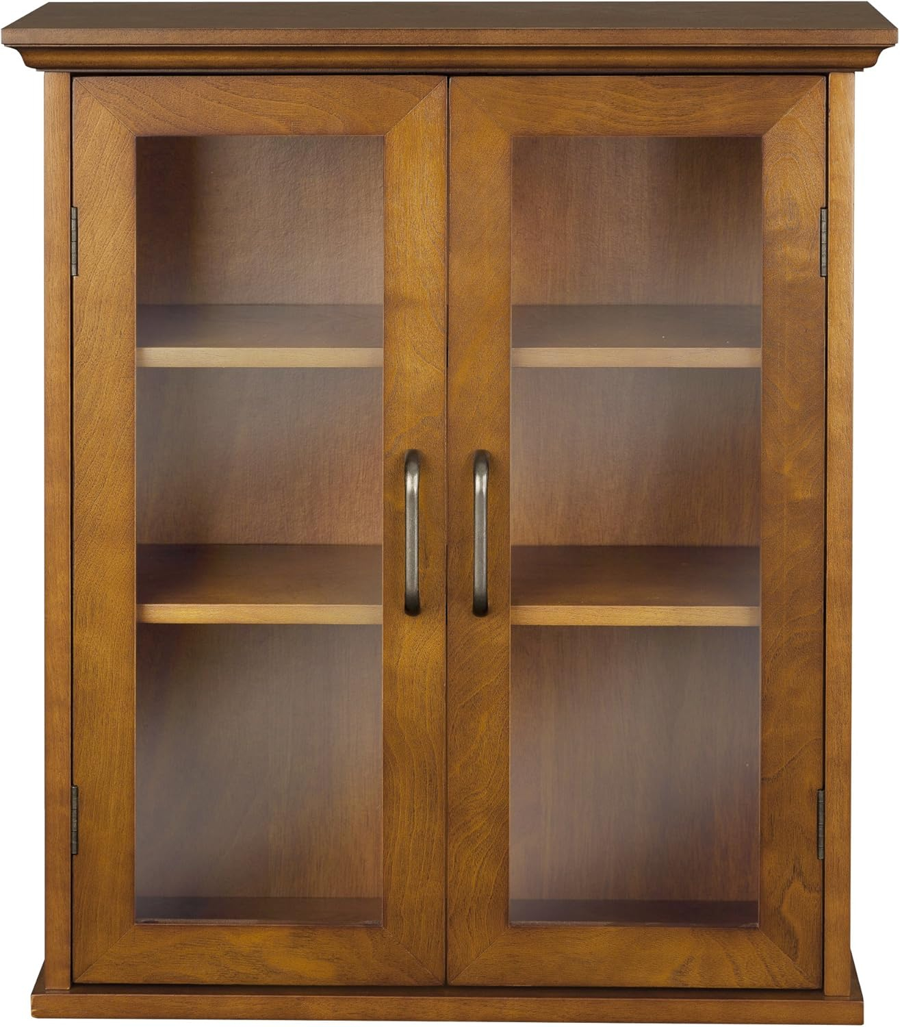 Teamson Home Avery Freestanding Two-Door Floor Accent Cabinet with Antique Brass Handles, Oiled Oak