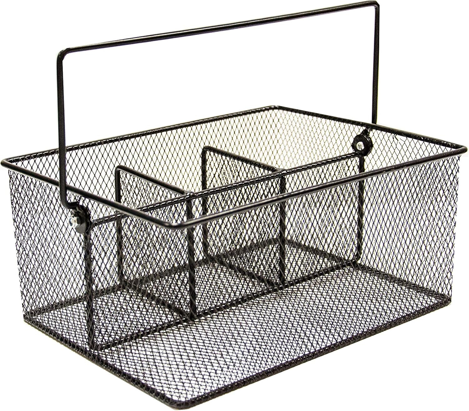 Utensil Caddy -Silverware Caddy for Parties, Spoon Holder, Buffet Organizer for Condiments, Napkin, Forks, Knives -Stainless Steel Flatware Caddy for Home, Picnics or Entertaining Evens (Black)