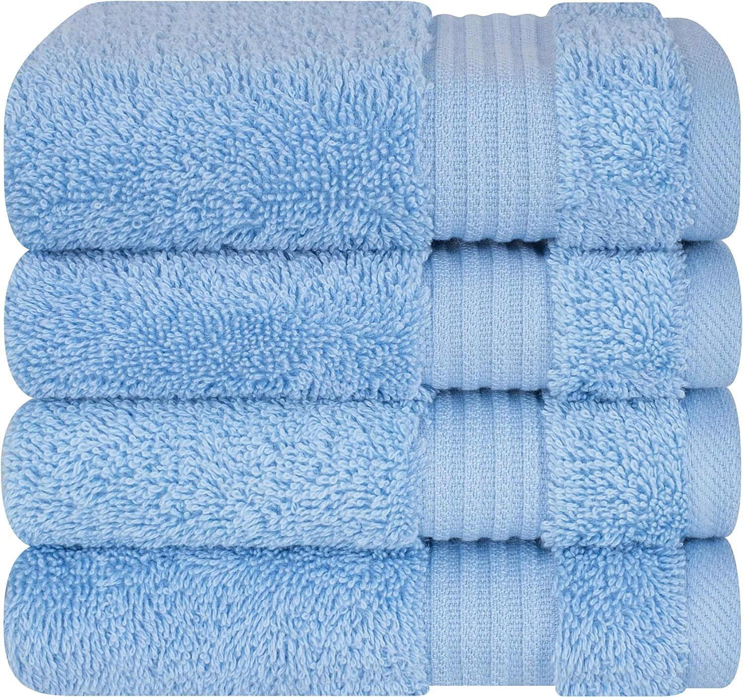 Quick-Dry, Soft & High Absorbent Washcloths Towels 13"x13" Cotton Turkish Bath Towel Set of 4 | Daily Use 100% Cotton Towels for Bathroom, Gym & More | Bathroom Towels Set (4 Pcs, Blue)