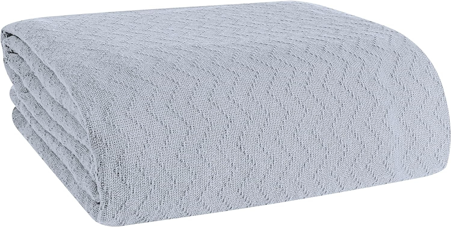 BELIZZI Home 100% Cotton Bed Blanket, Breathable Thermal Blanket Twin Size, Soft Chevron Thermal Blanket 60"x90", Cotton Bed Blanket, Perfect for Layering Any Bed for All Season, Beige