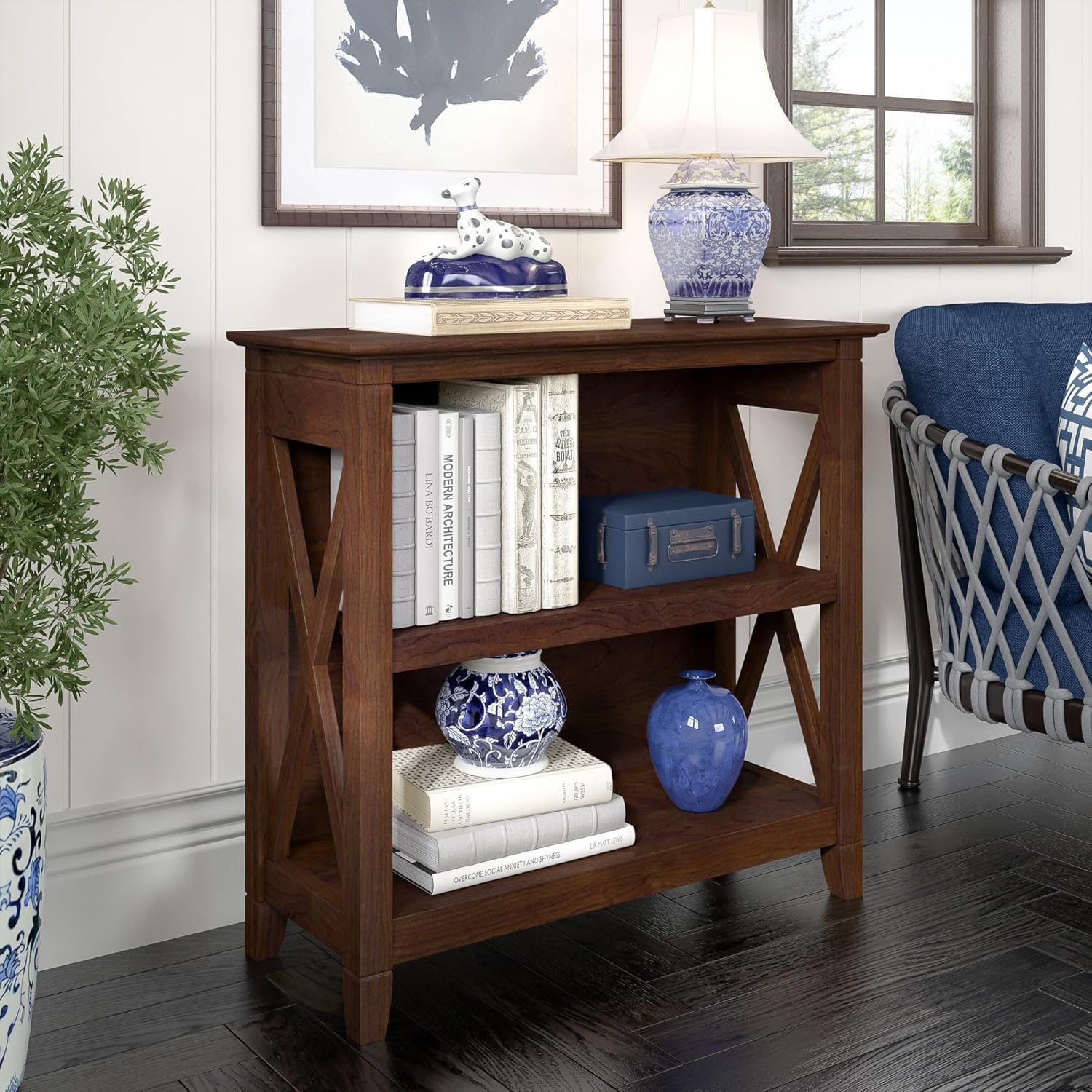 Key West Small 2 Shelf Bookcase in Bing Cherry - Engineered Wood