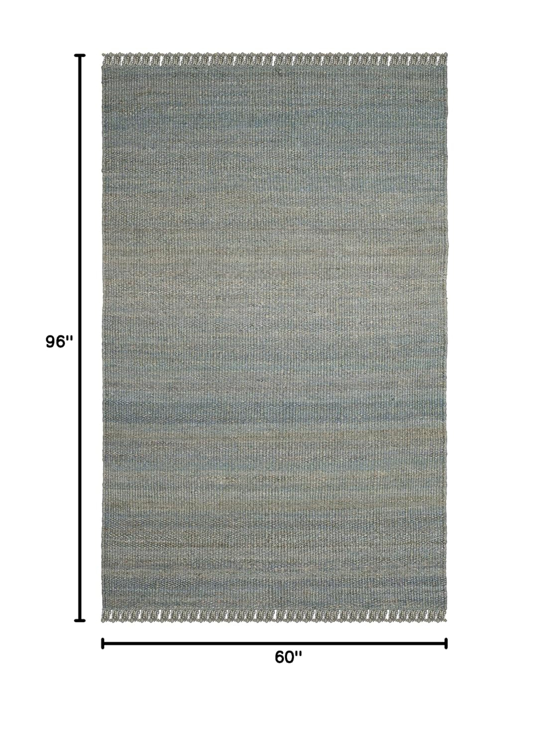 Handmade Black Non-Slip Natural Fiber Rug, 5' x 8'