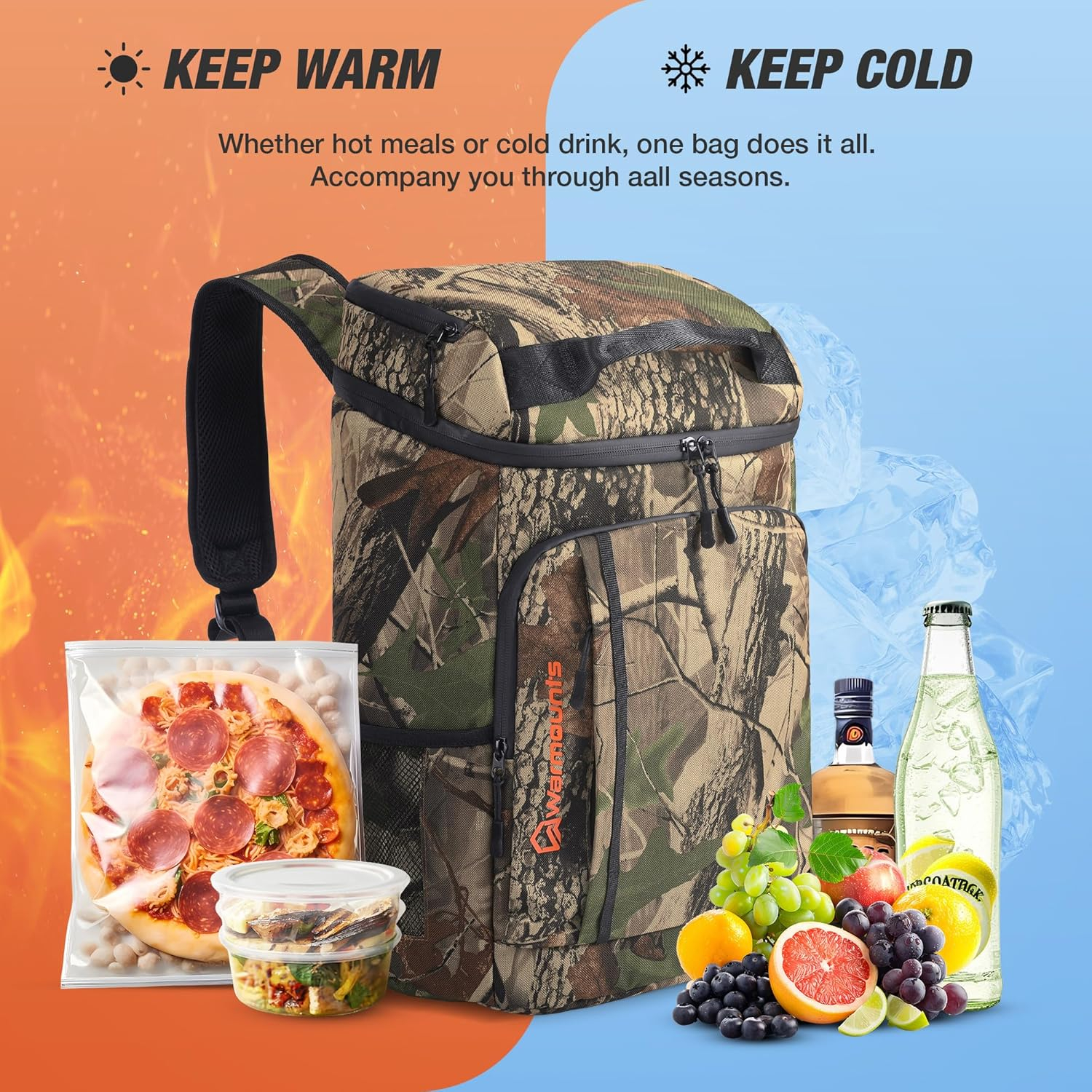 Insulated Waterproof Cooler Backpack 36 Cans, Soft Sided Ice Chest Cooler w/Leak Proof Liner, 5-Layer Insulation Portable Lunch Backpack for Camping, Beach, Fishing, Picnic, Travel