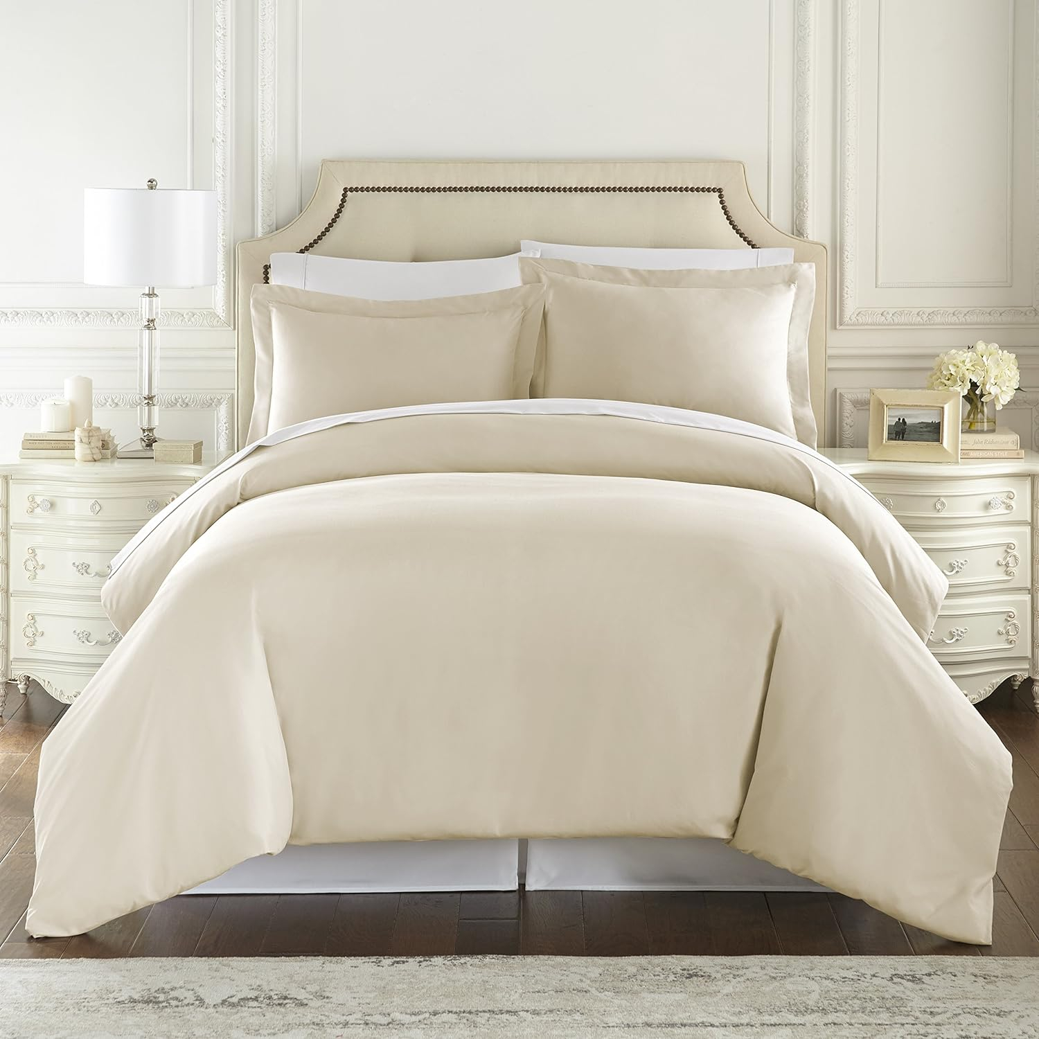 HC Collection Duvet Cover - Cream King Size Duvet Cover - 3 Piece Soft Breathable Microfiber Duvet Cover Set with Zipper Closure & 2 Pillow Shams