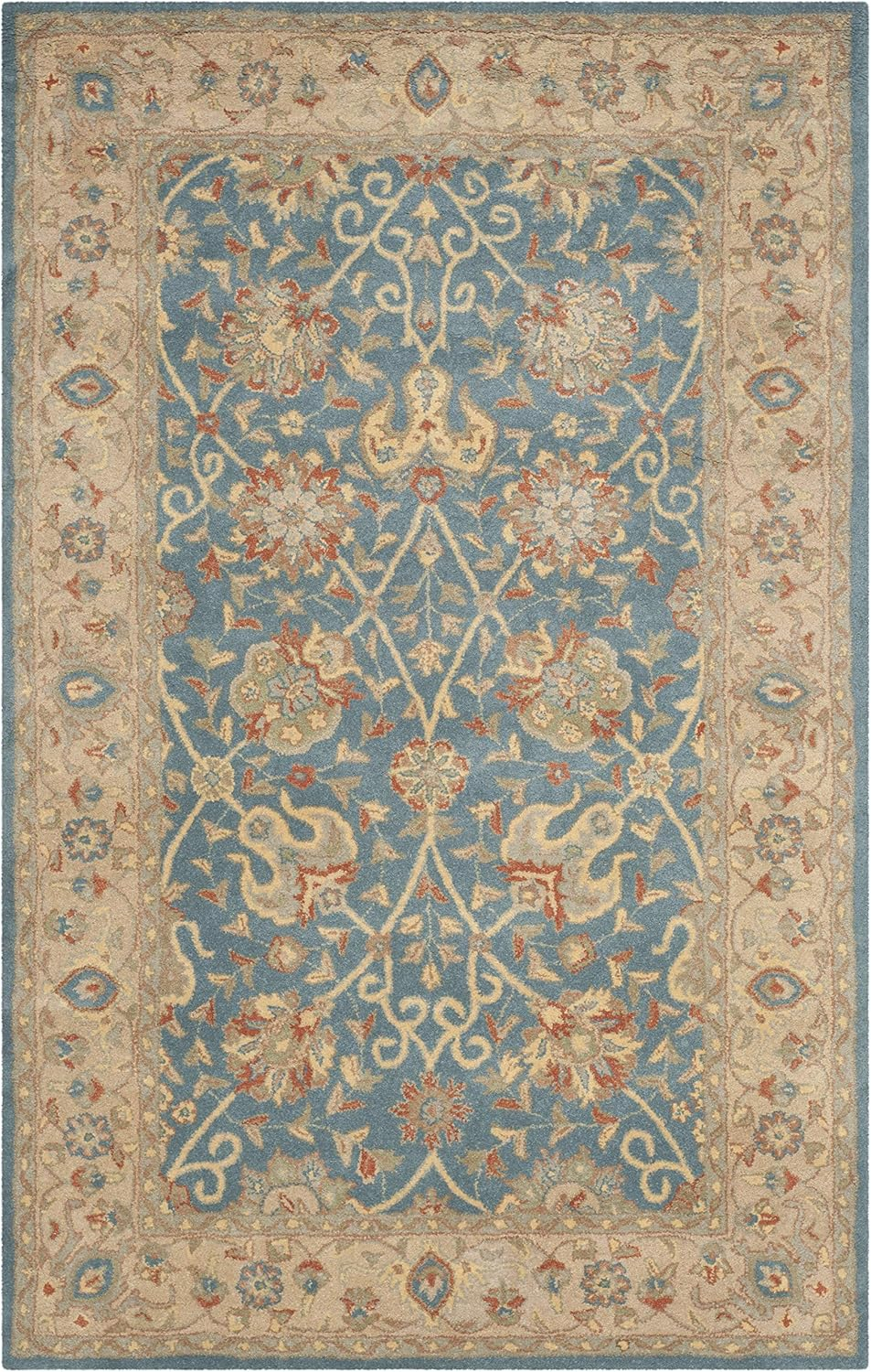 SAFAVIEH Antiquity Lilibeth Traditional Floral Wool Area Rug, Blue, 5' x 8'