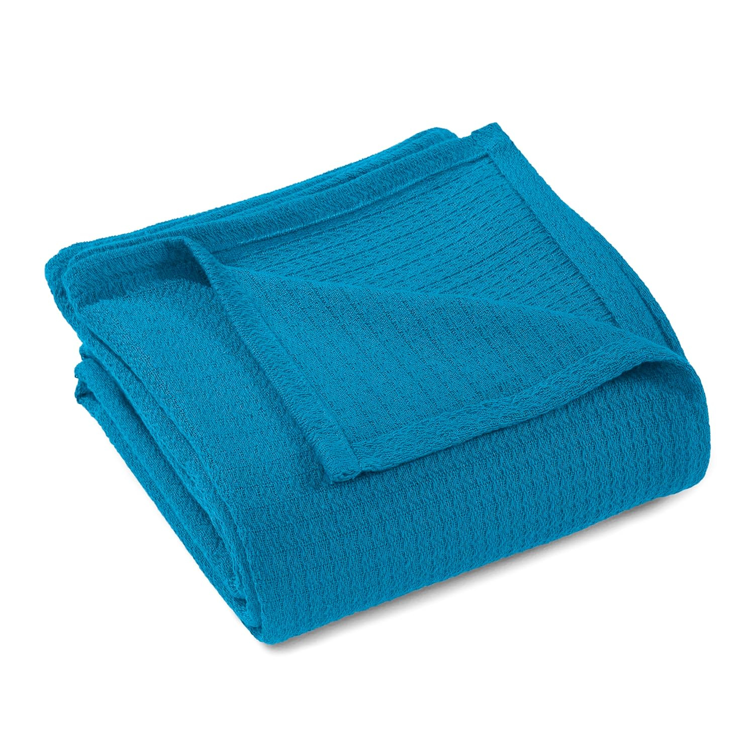 Azure Twin Cotton Knitted Waffle Weave Blanket