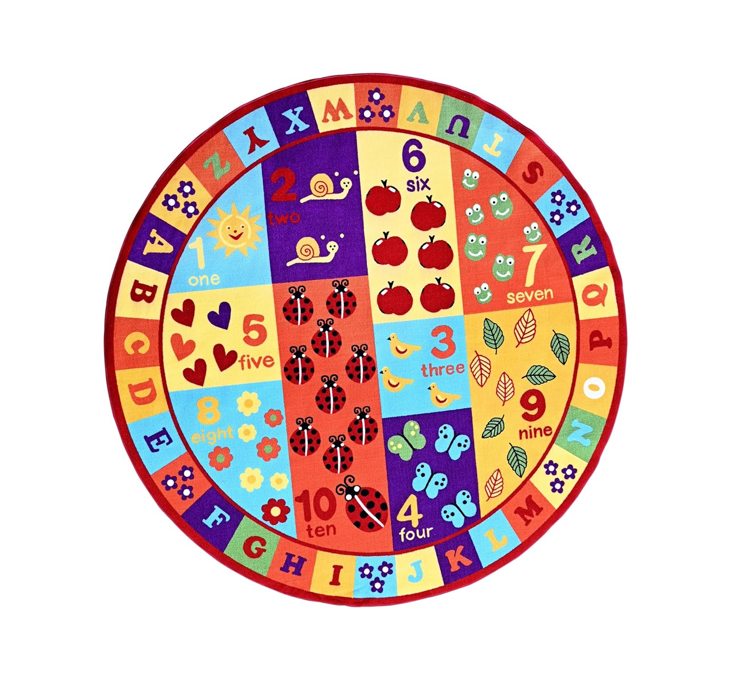Furnish My Place 740 ABC With Numbers 6'6"x9'2" ABC Area Rug for Kids, Educational Alphabet Letter & Numbers, Anti-Skid Rubber Backing, Multicolor