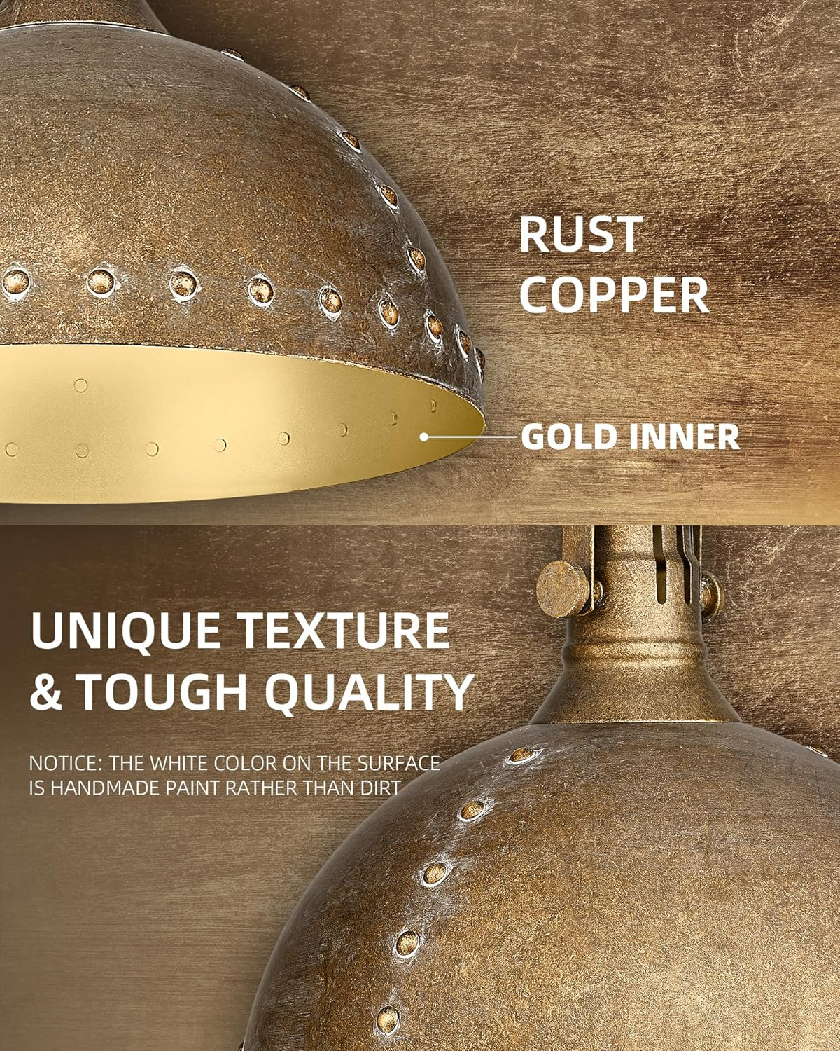 Farmhouse Pendant Light Fixtures, HWH Barn Hanging Lighting for Kitchen Island 12'' with Height Adjustable Chain, Antique Brass Kitchen Island Lighting with Metal Dome Shade, 5HZG103H RG