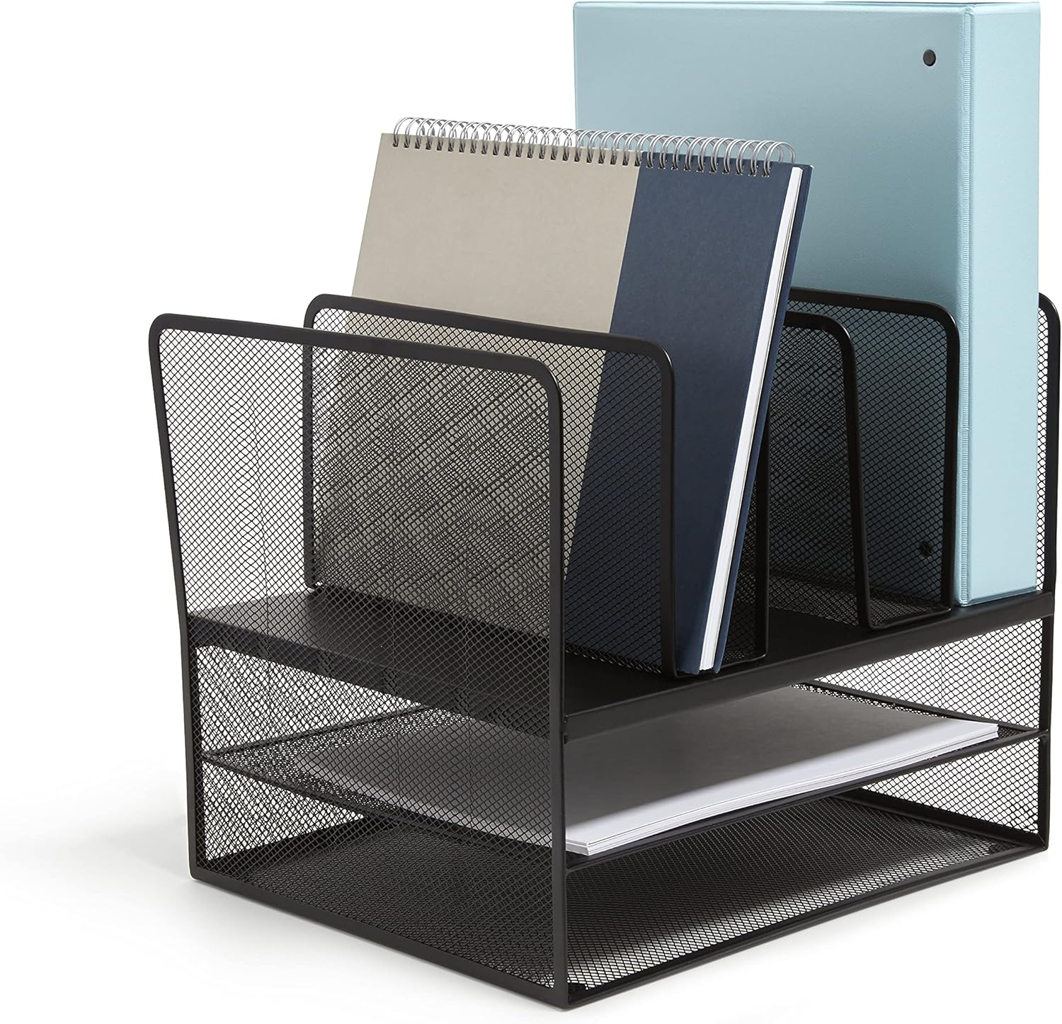 TRU RED 7 Compartment Wire Mesh File Organizer Matte Bk TR57537-CC