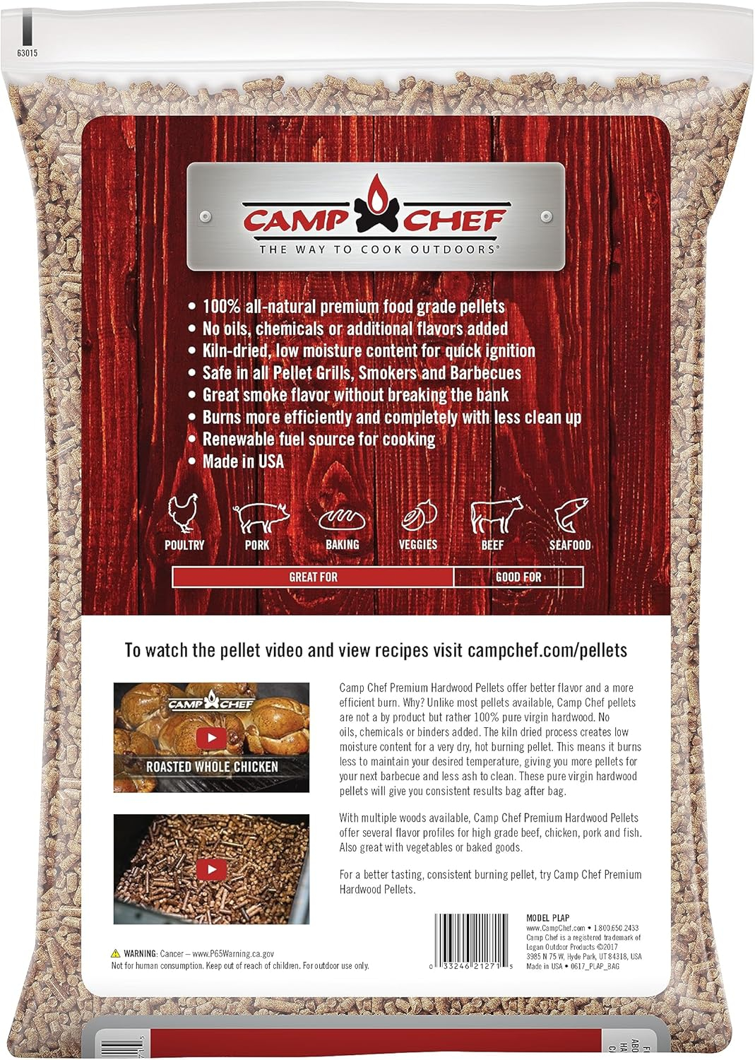 Camp Chef Orchard Apple BBQ Pellets, Hardwood Pellets for Grill, Smoke, Bake, Roast, Braise and BBQ, 20 lb. Bag