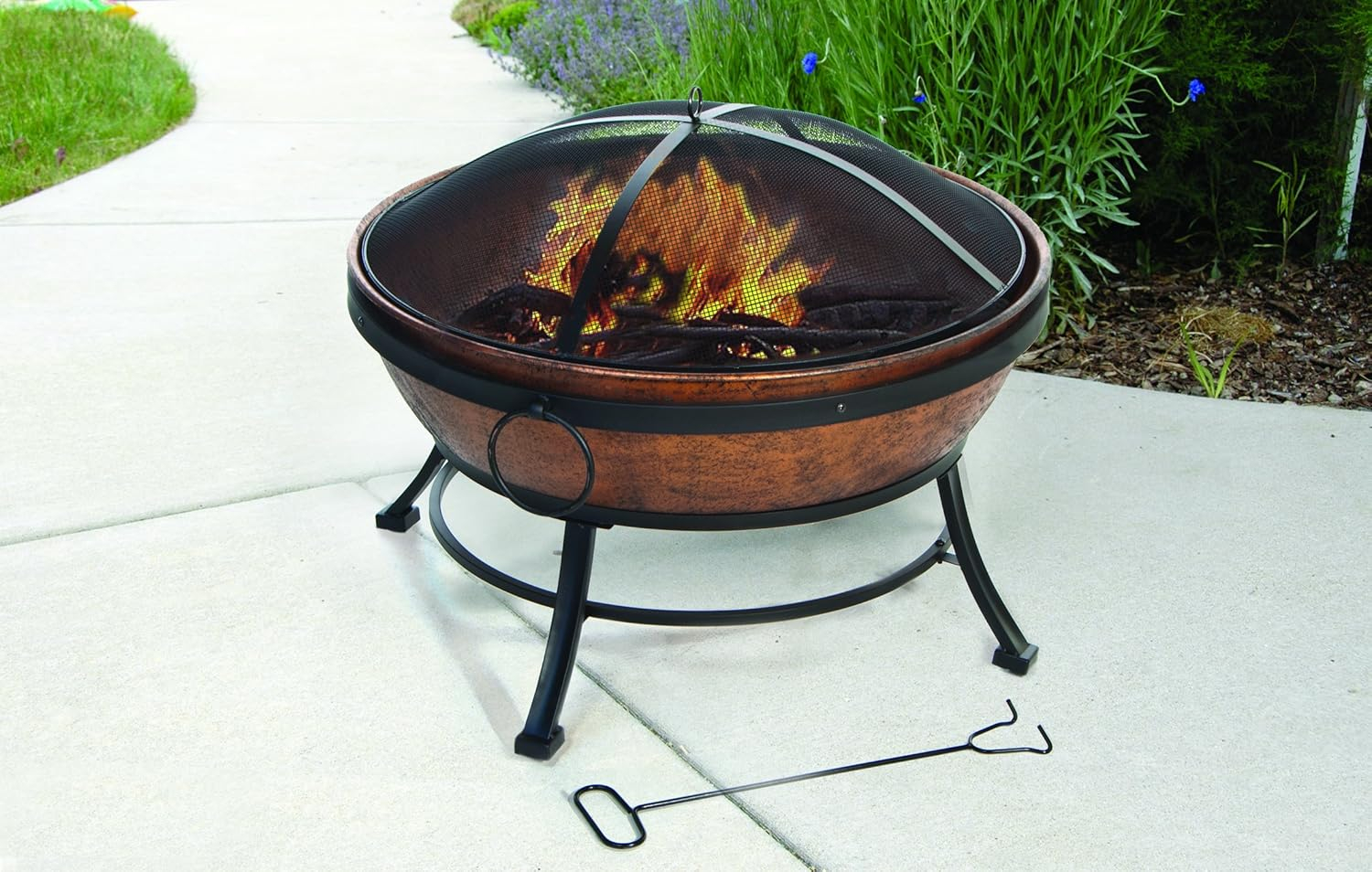 Avondale Copper and Black Steel Wood-Burning Fire Pit