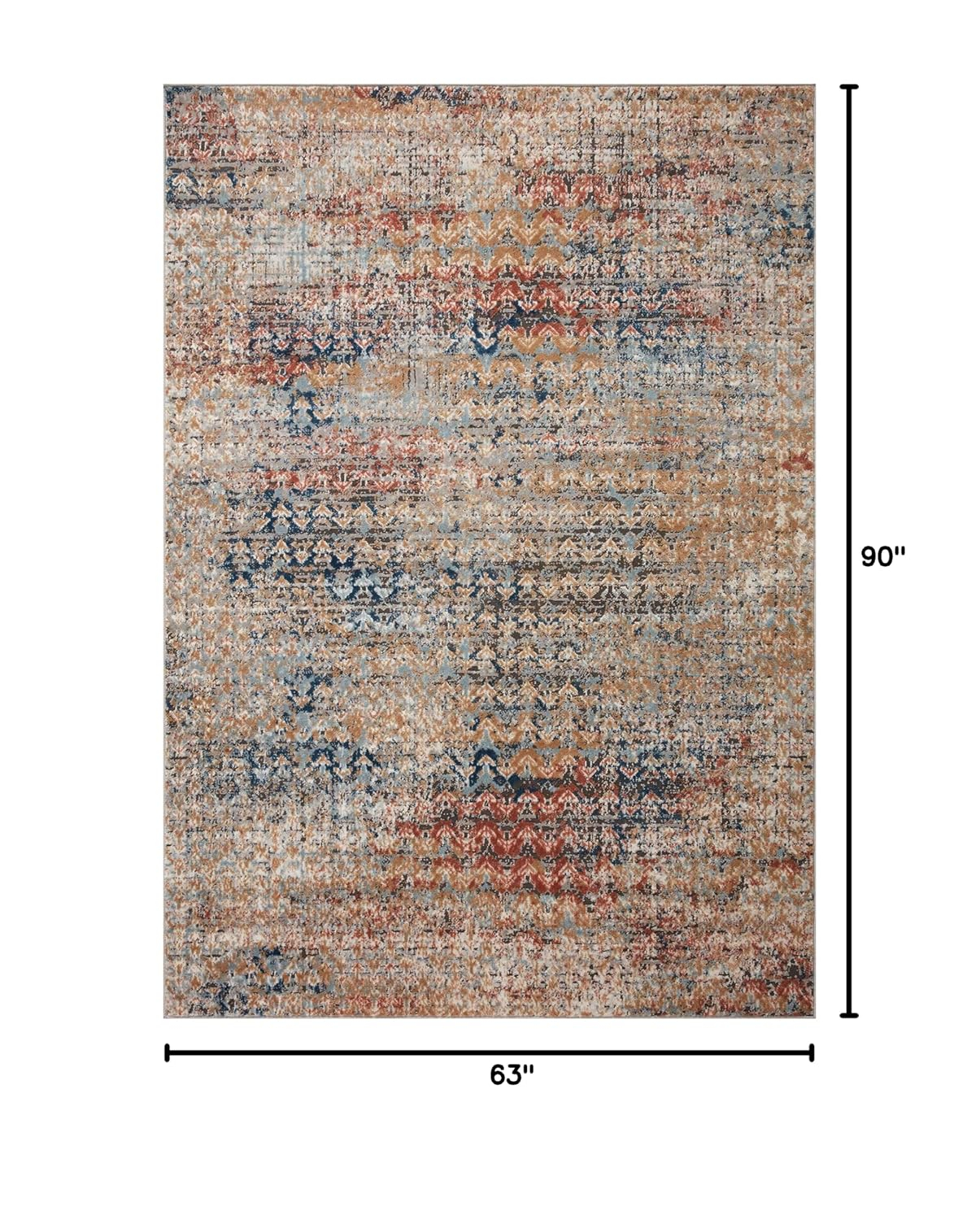 Loloi II Bianca Collection BIA-09 Ocean / Spice, Abstract Area Rug 5'-3" x 7'-6"