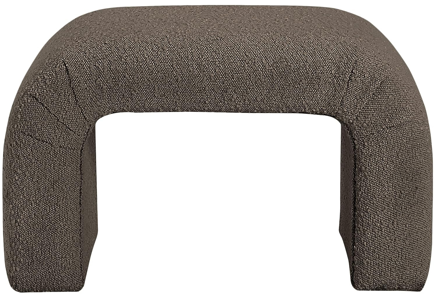 Meridian Furniture 169Brown Niagara Collection Modern | Contemporary Boucle Fabric Upholstered Bench with Rich Brown Boucle Fabric, Curved Contemporary Design, 28" W x 15.5" D x 17.5" H, Brown