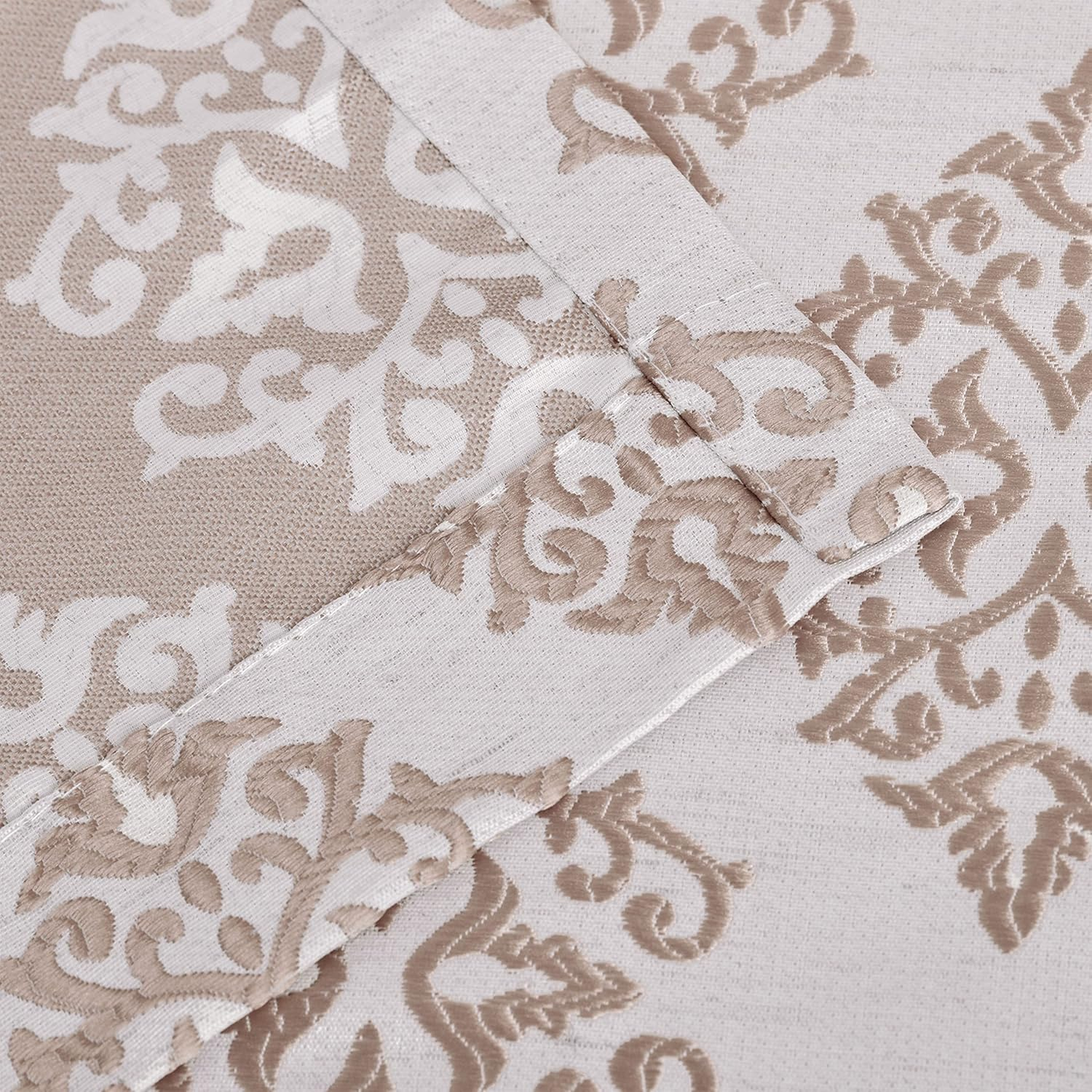Superior Venetian Damask Jacquard Grommet Curtain Panel, Set of 2, 42" x 96", Brass