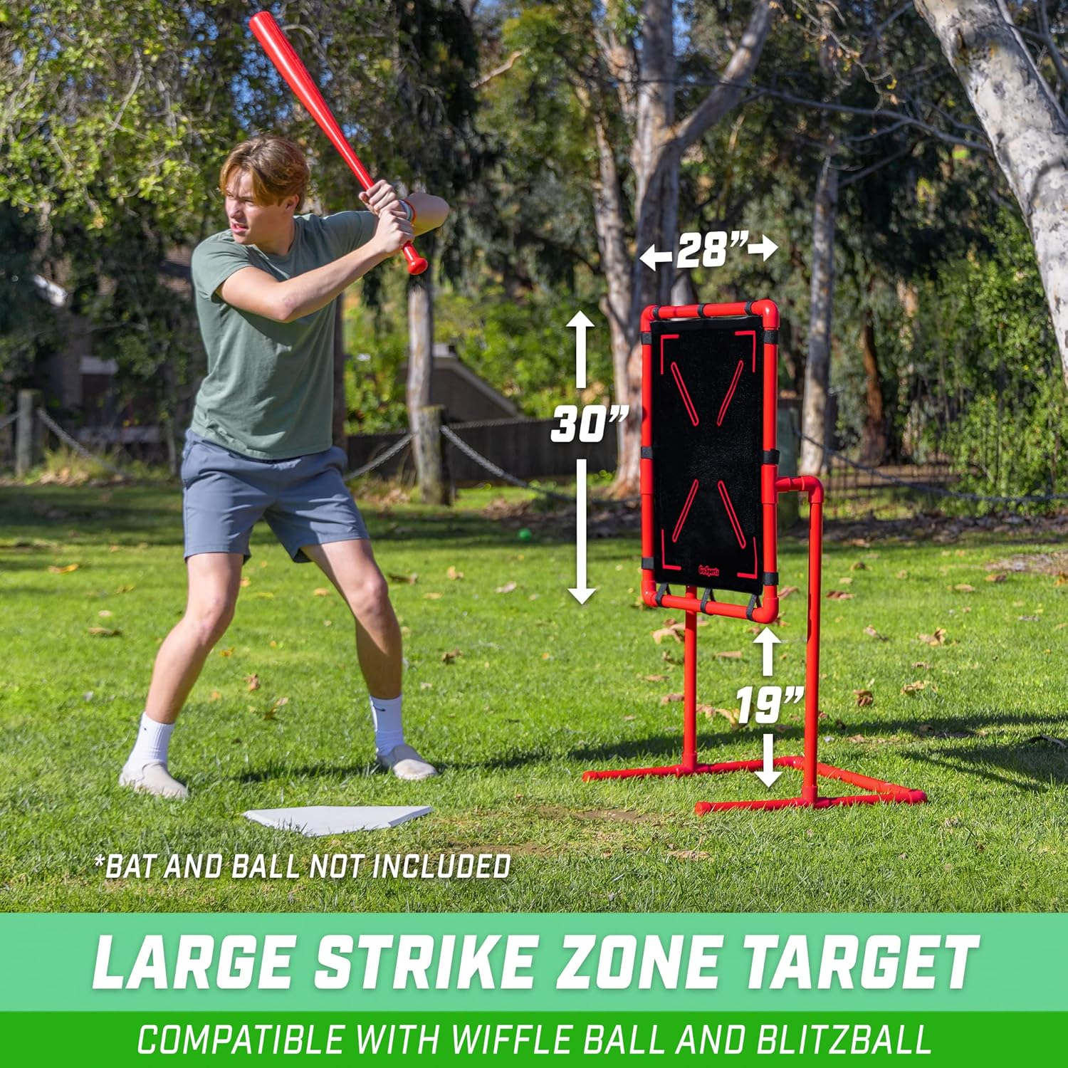 GoSports Baseball Strike Zone Target for Plastic Balls - Compatible with Blitzball and Wiffle Ball