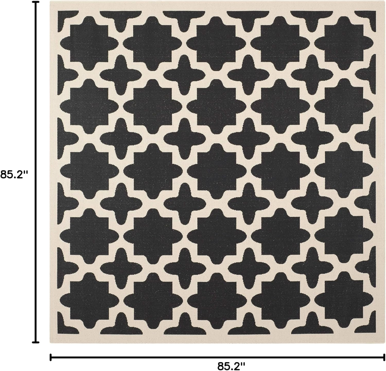 SAFAVIEH Courtyard Amanda Geometric Indoor/Outdoor Area Rug, 7'10" x 7'10" Square, Black/Beige