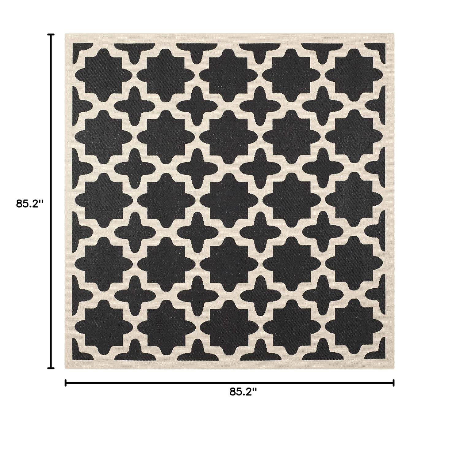 SAFAVIEH Courtyard Amanda Geometric Indoor/Outdoor Area Rug, 7'10" x 7'10" Square, Black/Beige