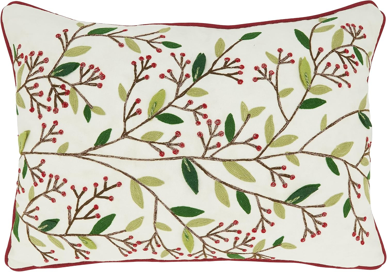 Saro Lifestyle Holiday Hues Red Berries Down Filled Throw Pillow, 14"x20", Multicolored