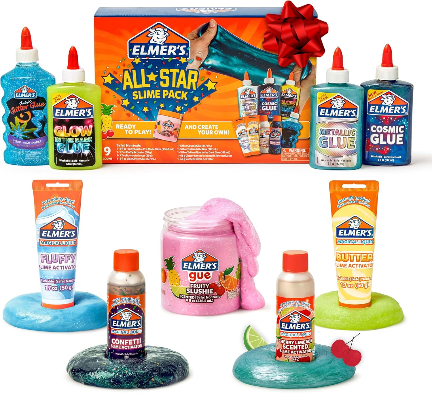 Elmer's All Star Slime Kits Multicolor Metal, 9 Piece