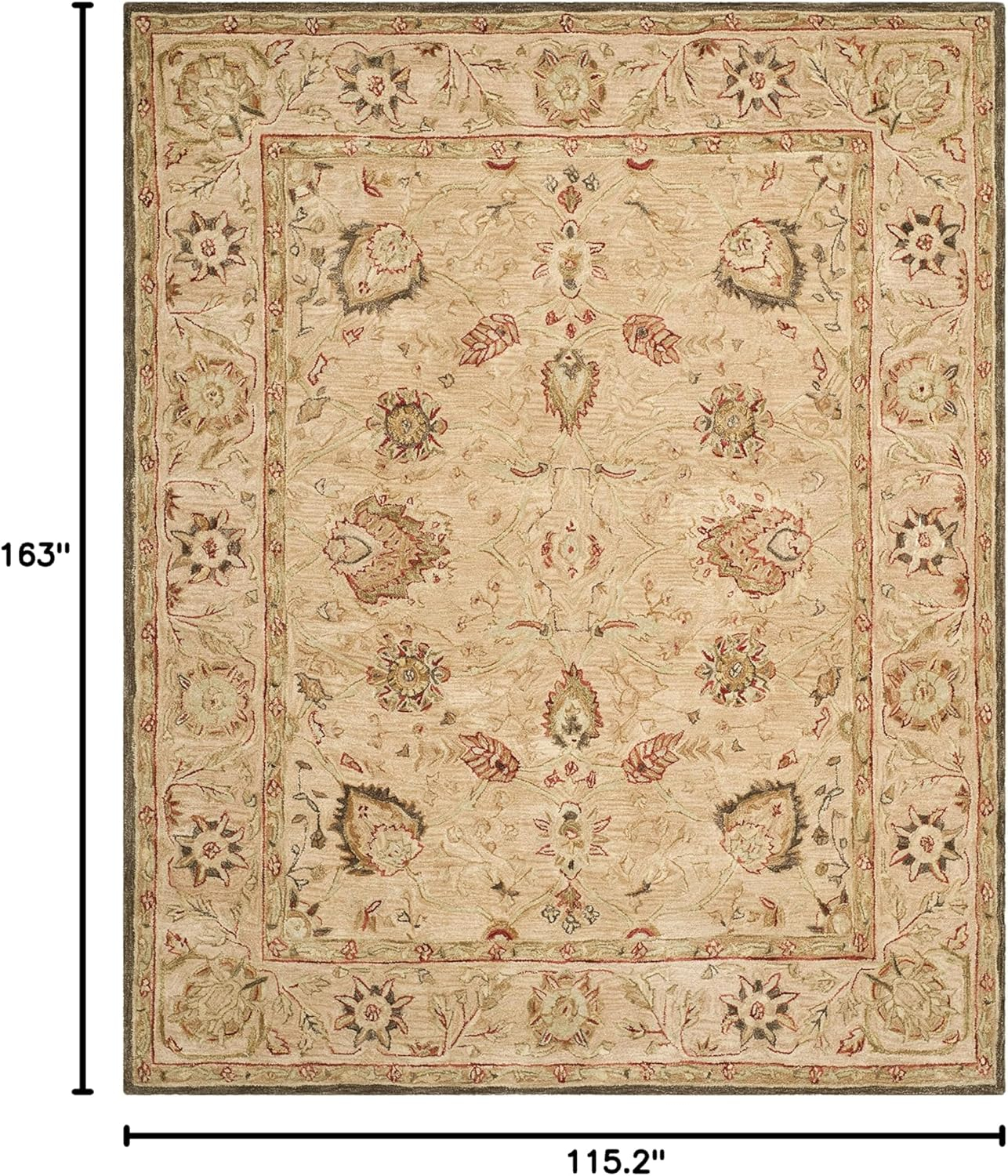 SAFAVIEH Anatolia Venice Floral Wool Area Rug, Beige/Beige, 9'6" x 13'6"