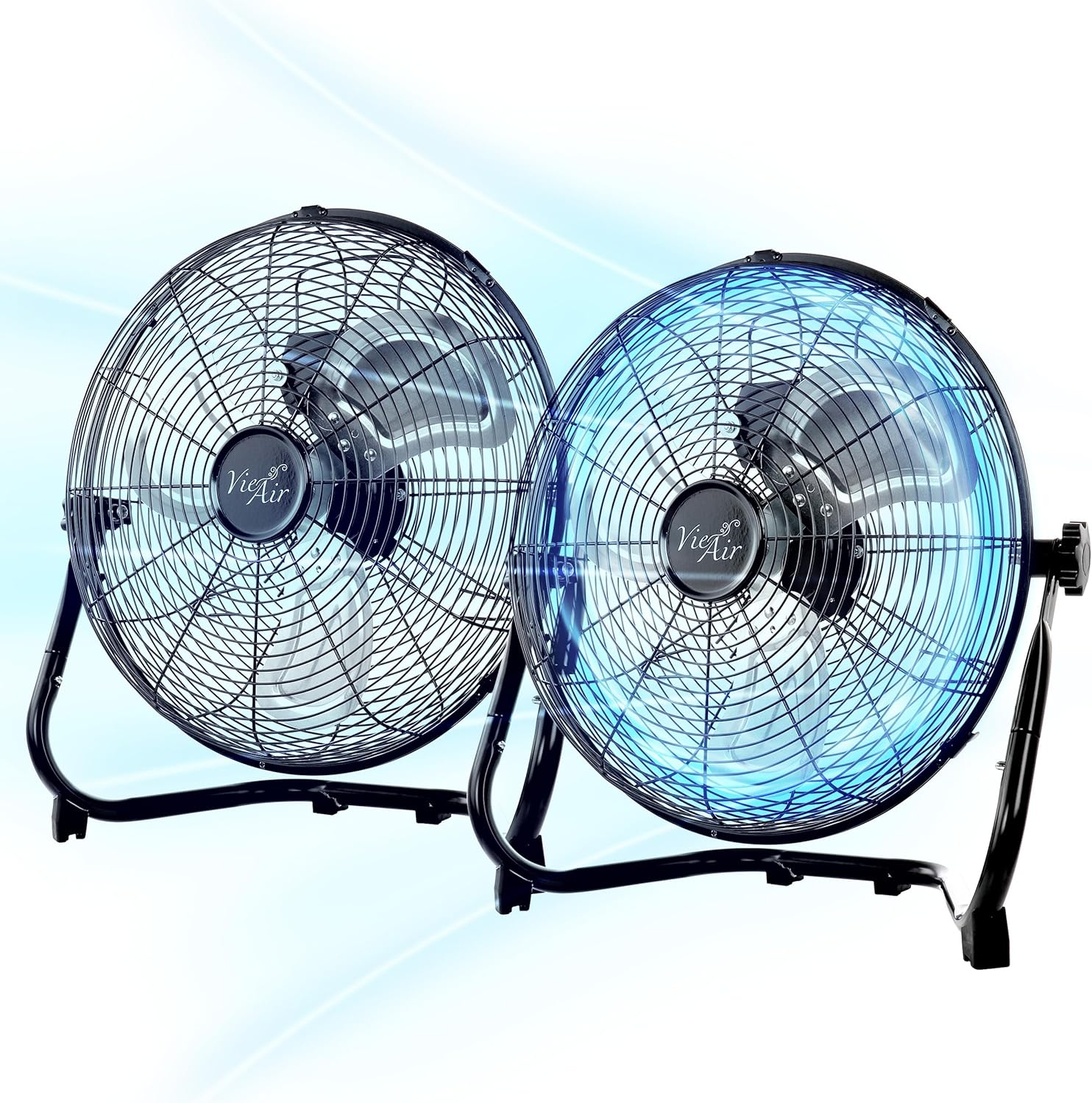 Vie Air Twin 12 Inch High Velocity All Metal Tilting 3 Speed Floor Fan