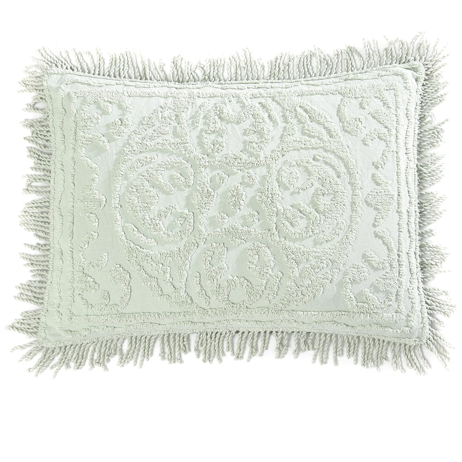 Collections Etc Luxurious Medallion Chenille Fringe Border Pillow Sham