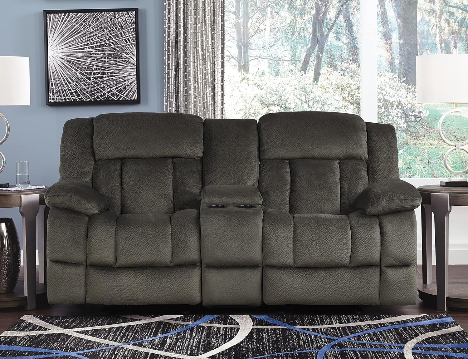 Chocolate Microfiber Reclining Loveseat with Cup Holder